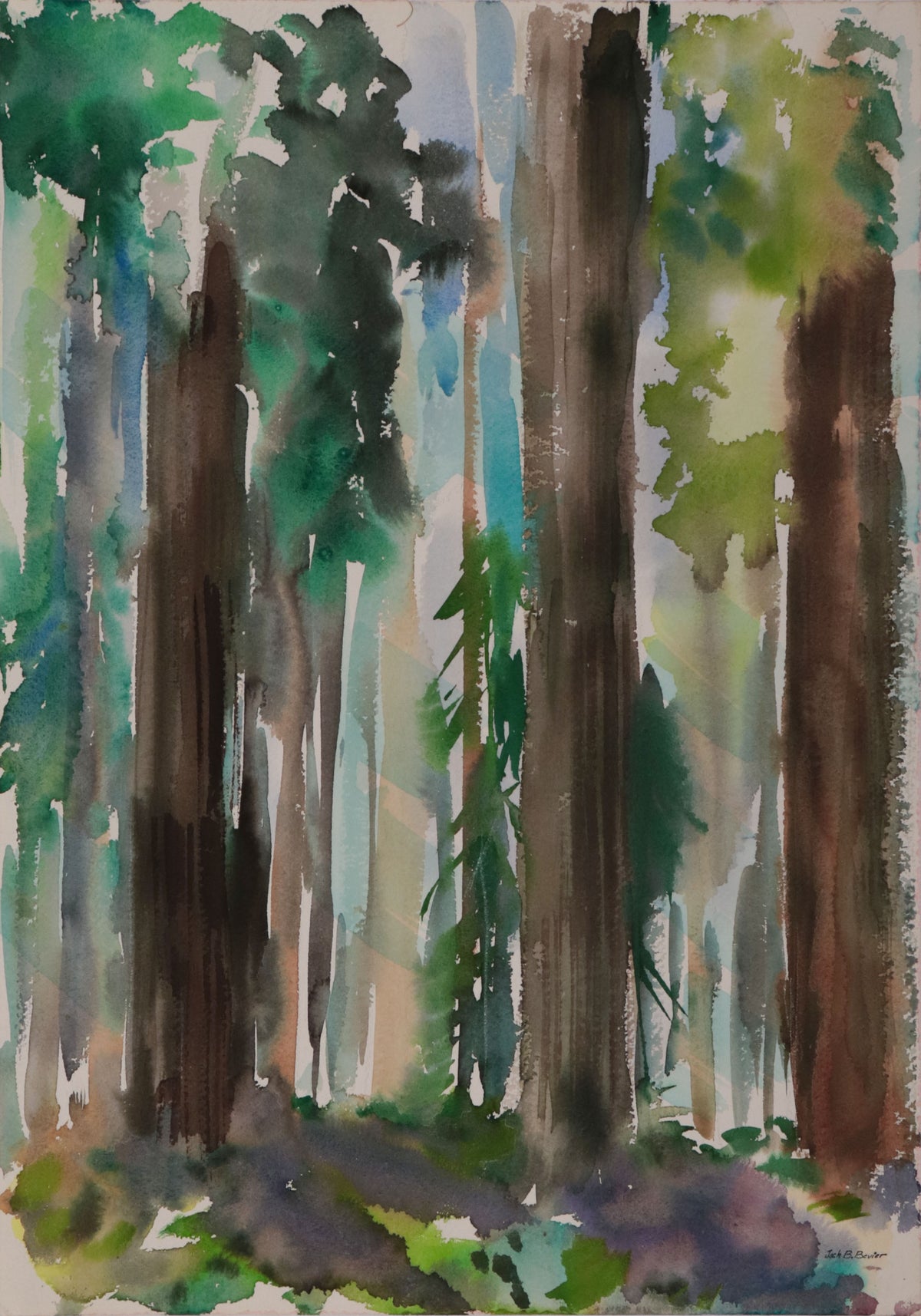 Abstracted Trees <br>Mid Century Watercolor <br><br>#C9778