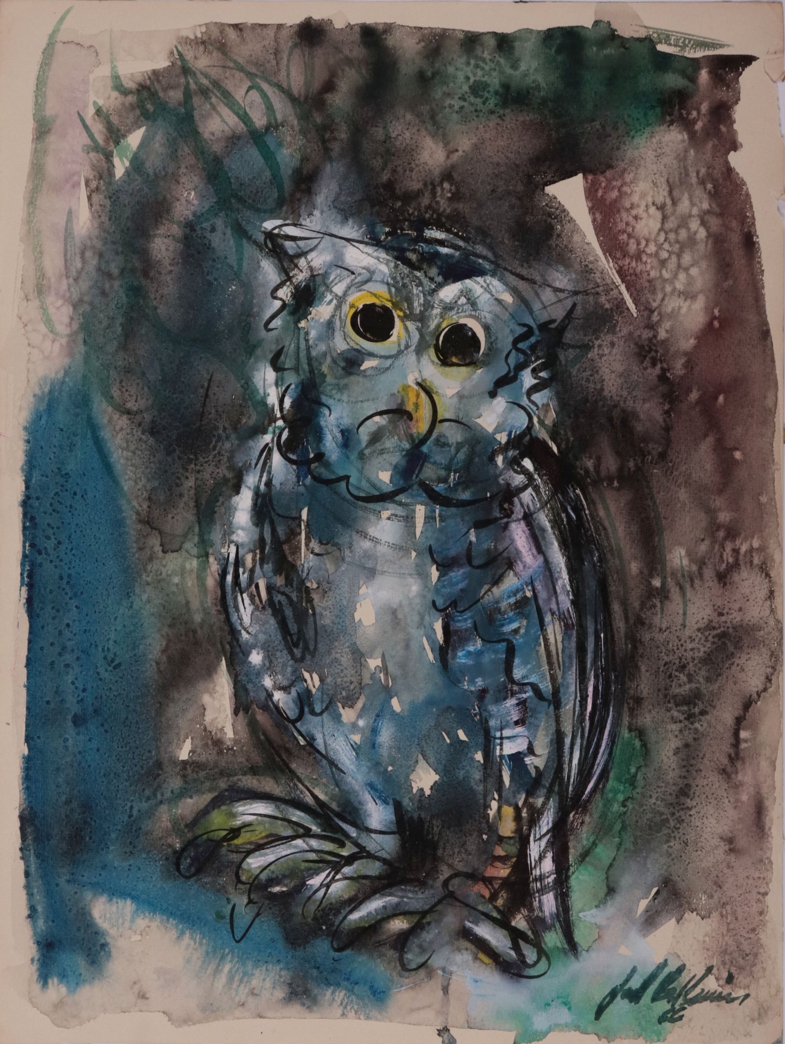 Abstracted Owl <br>1966 Acrylic <br><br>#C9781