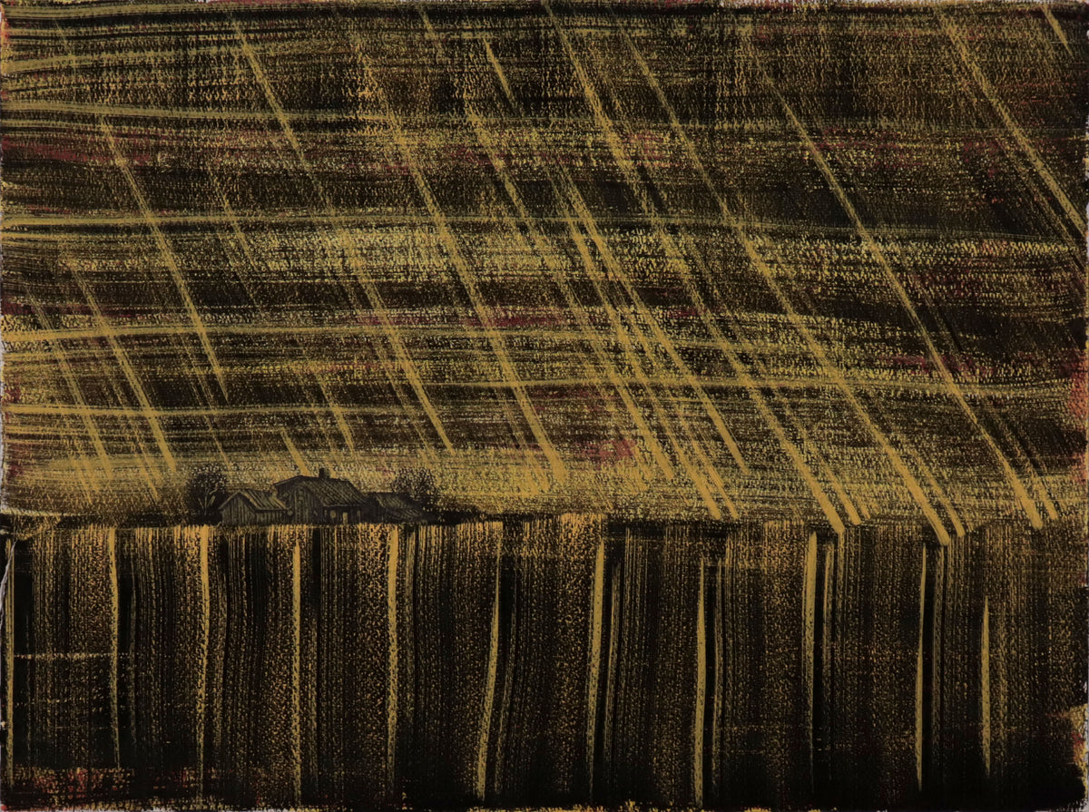 Yellow Linear Abstraction <br>Mid Century Acrylic <br><br>#C9782