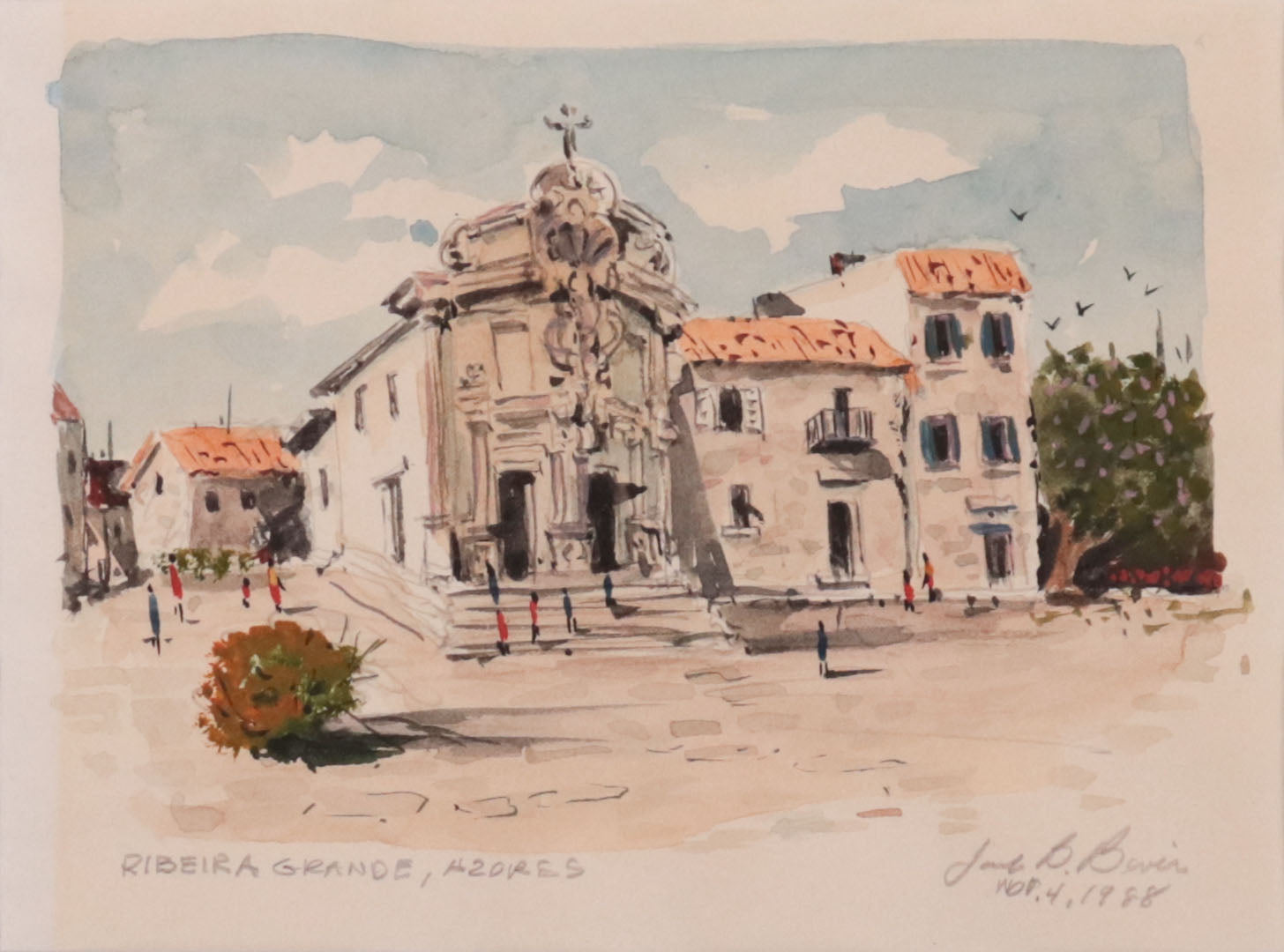 <i>Ribeira Grande, Azores</i> <br>1988 Gouache <br><br>#C9785