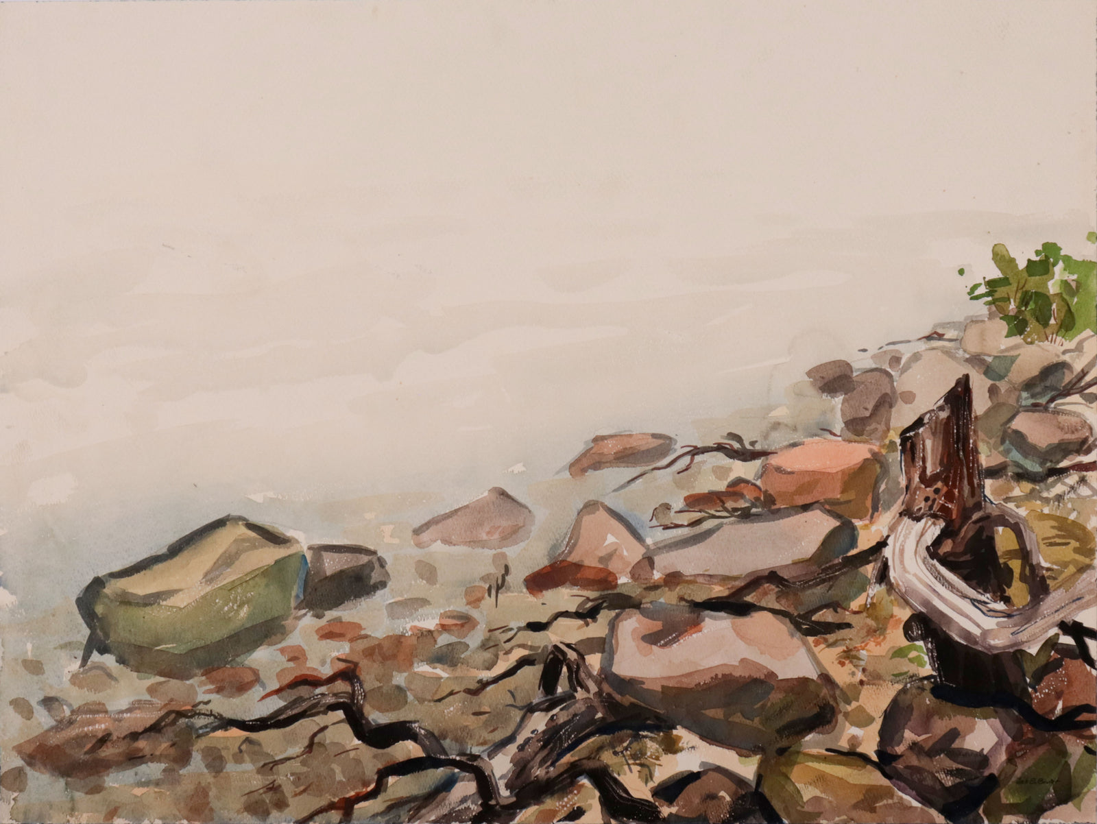 Rocky Abstraction <br>Mid Century Gouache <br><br>#C9789