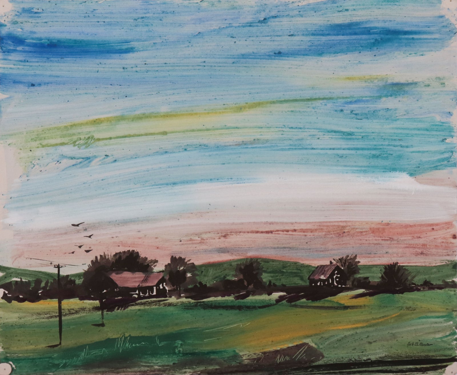 Abstract Landscape <br>Mid Century Gouache <br><br>#C9797