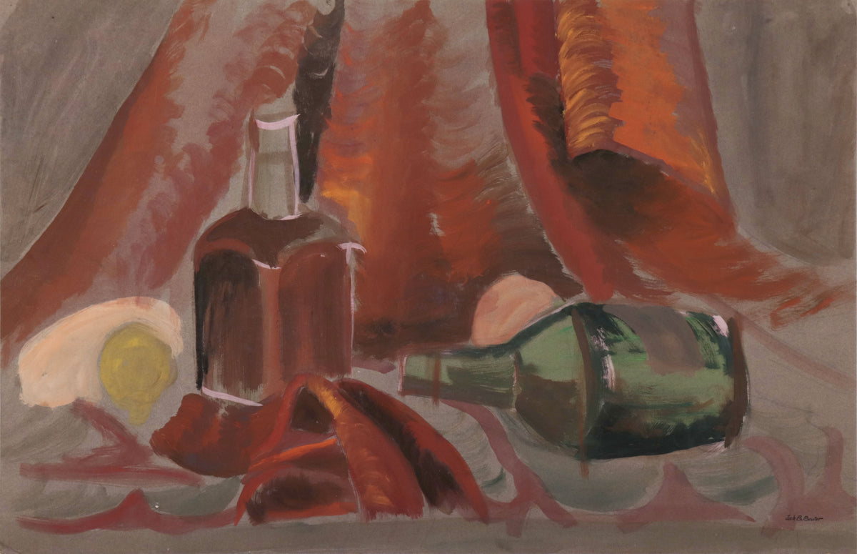 Still Life with Vase & Pepper Mill <br>Mid Century Gouache <br><br>#C9799