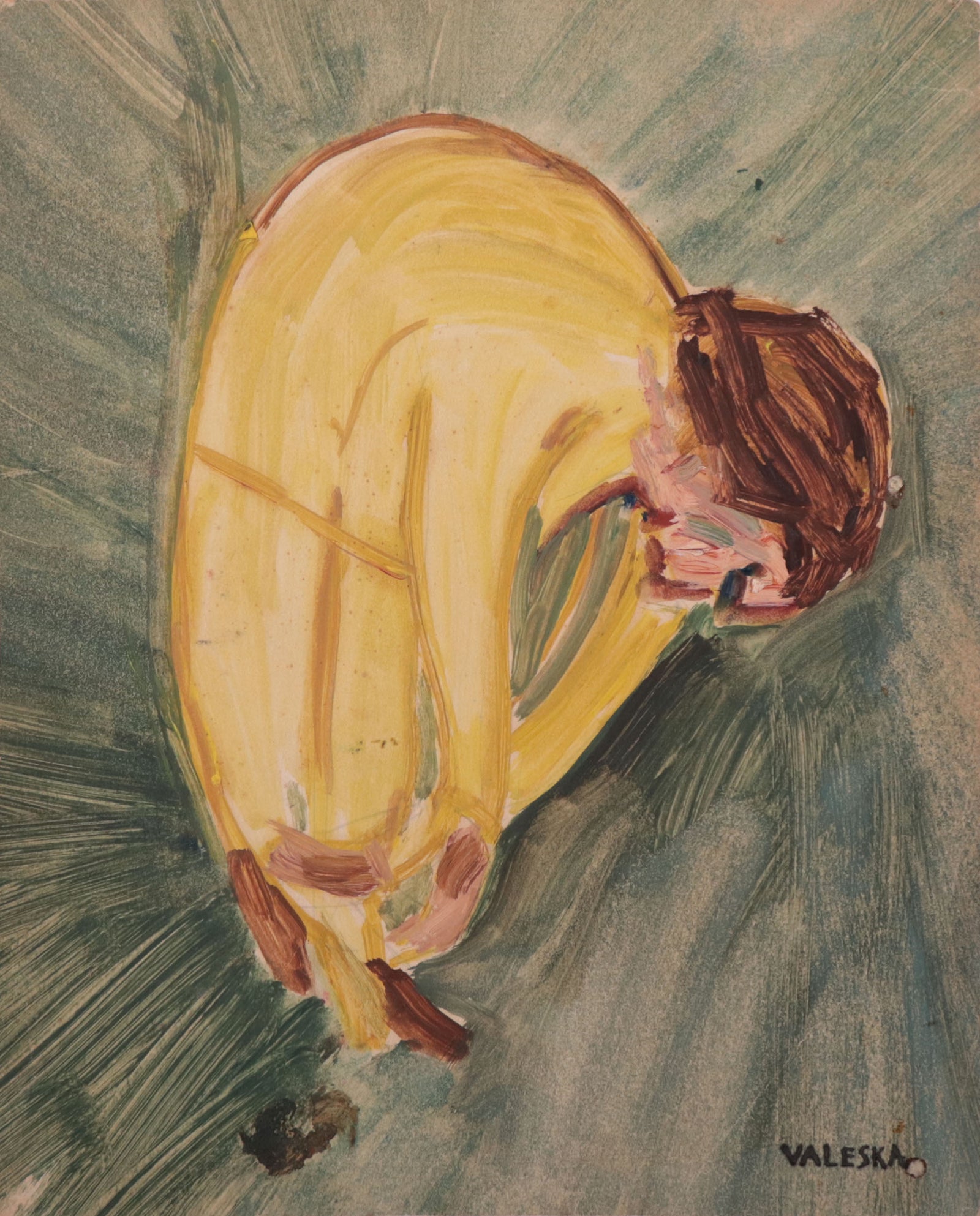 Curled Figure <br>1940s Oil on Paper <br><br>#C9938