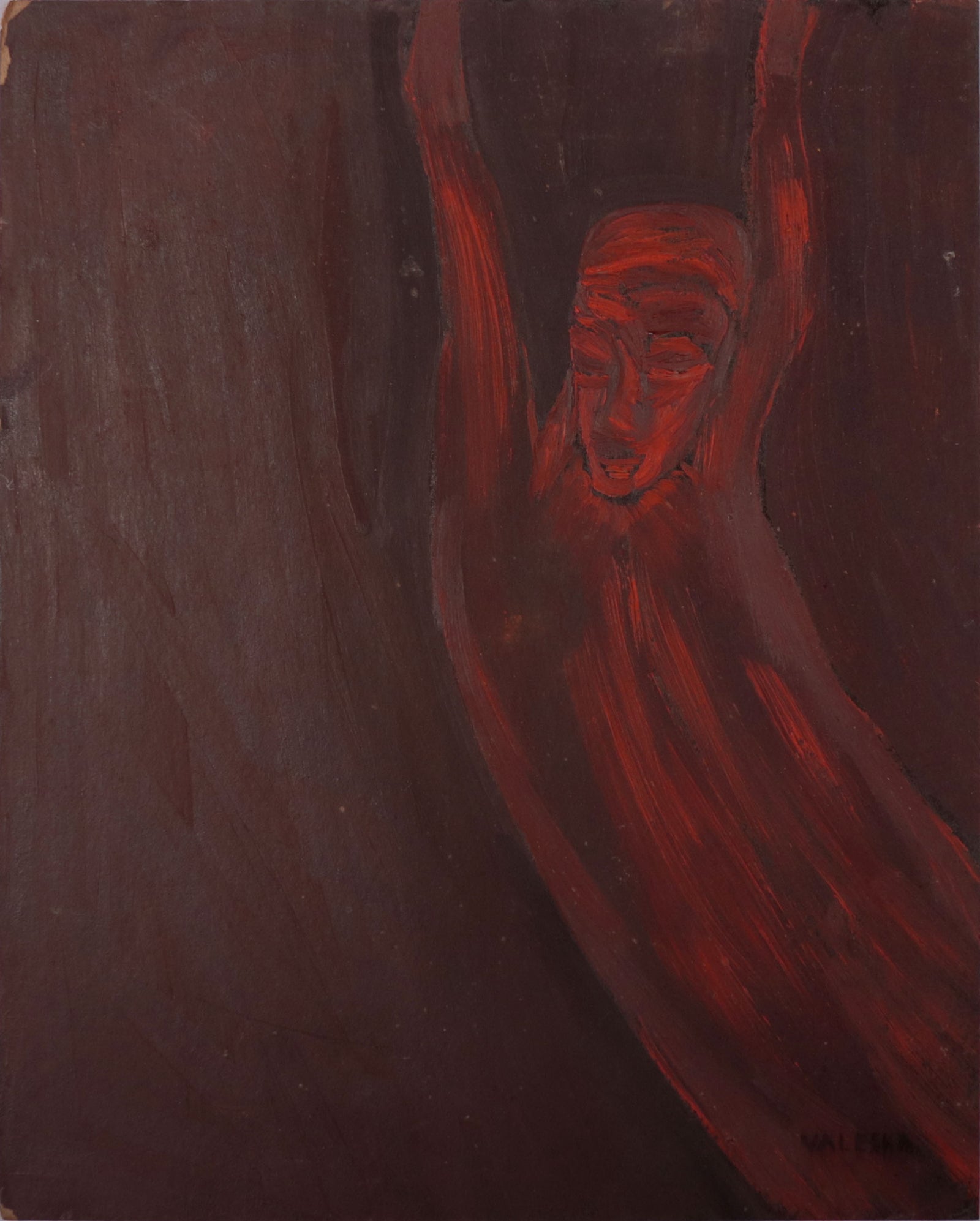 Figure in Red <br>1940s Oil on Paper Board <br><br>#C9944