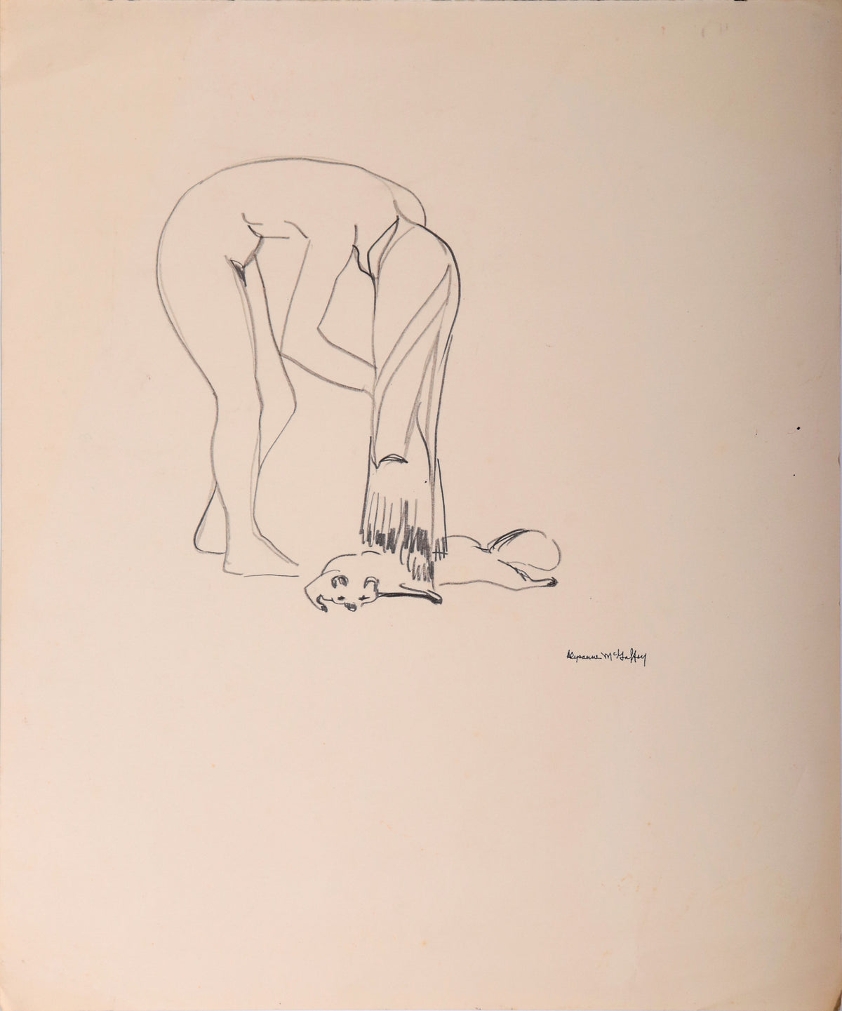 Figure with Fox <br>20th Century Graphite <br><br>#C9998