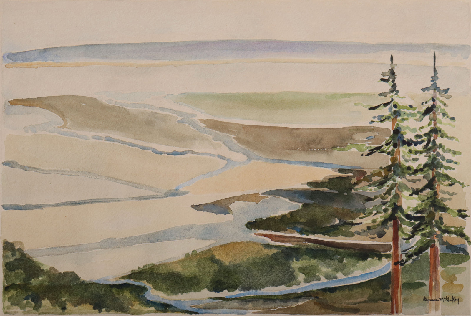 Abstracted California Landscape <br>20th Century Watercolor <br><br>#C9999