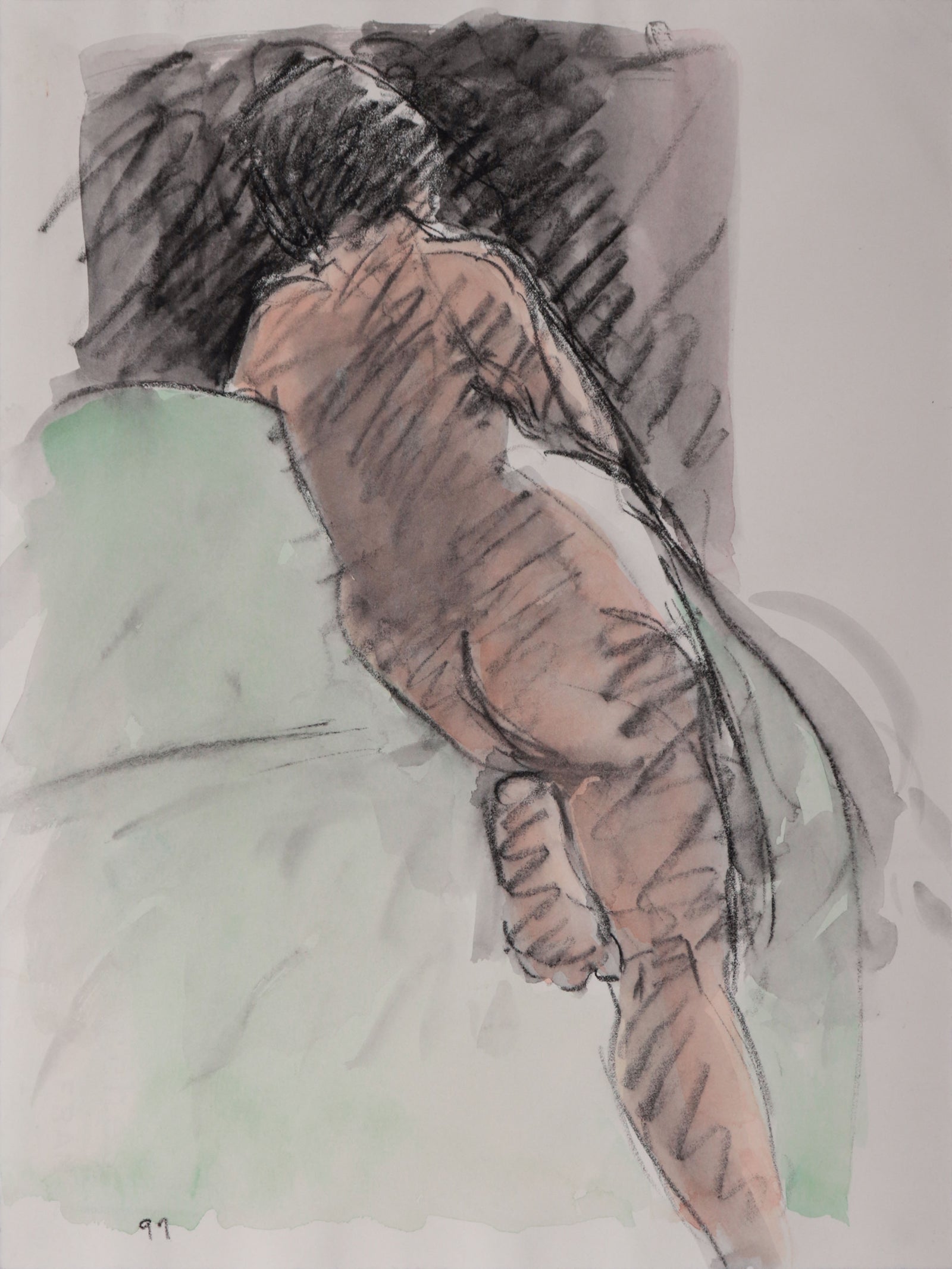 Expressive Nude Sketch <br>1997 Watercolor & Charcoal <br><br>#D0008