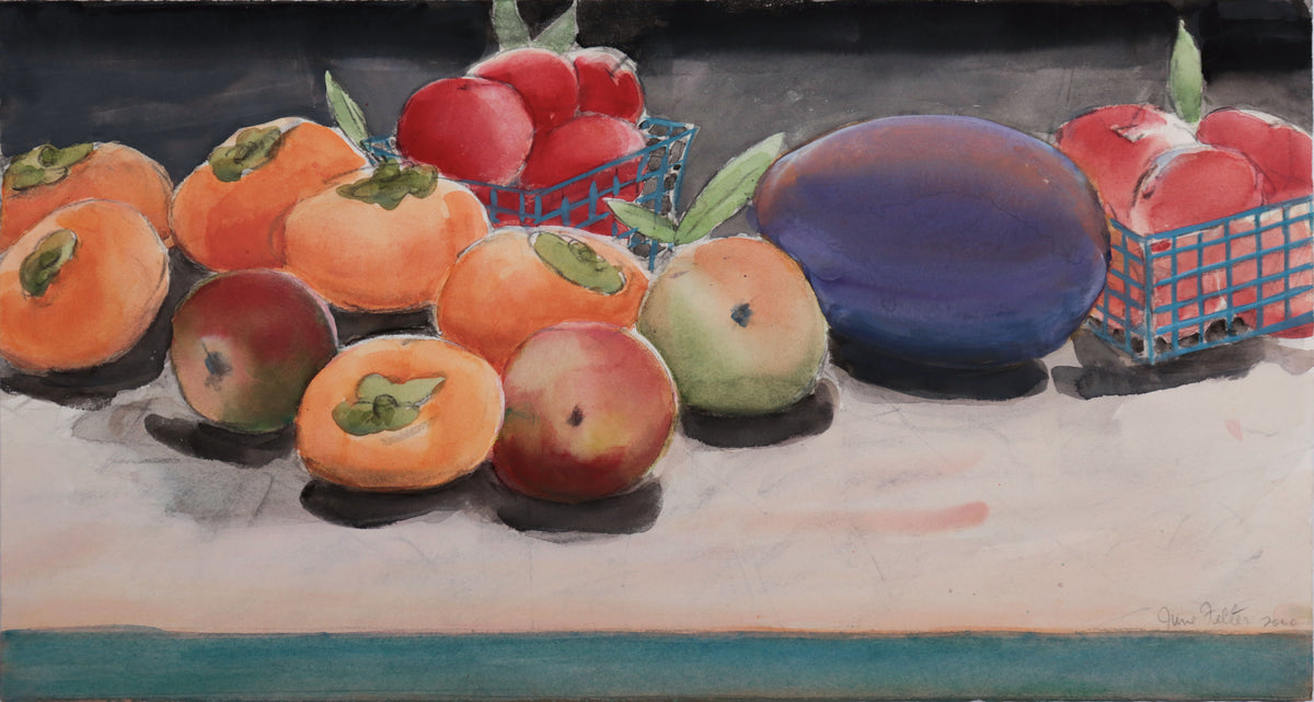 Still Life with Persimmons <br>2000 Watercolor <br><br>#D0015