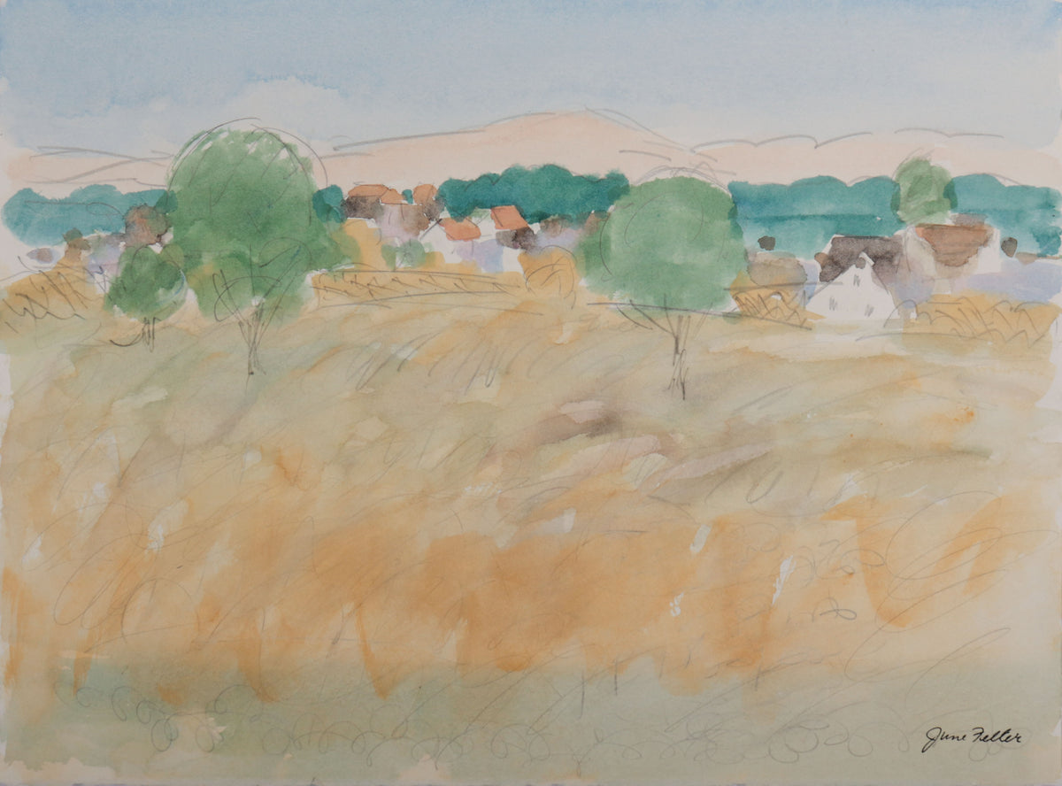 Abstracted NorCal View <br>20th Century Watercolor &amp; Charcoal <br><br>#D0017