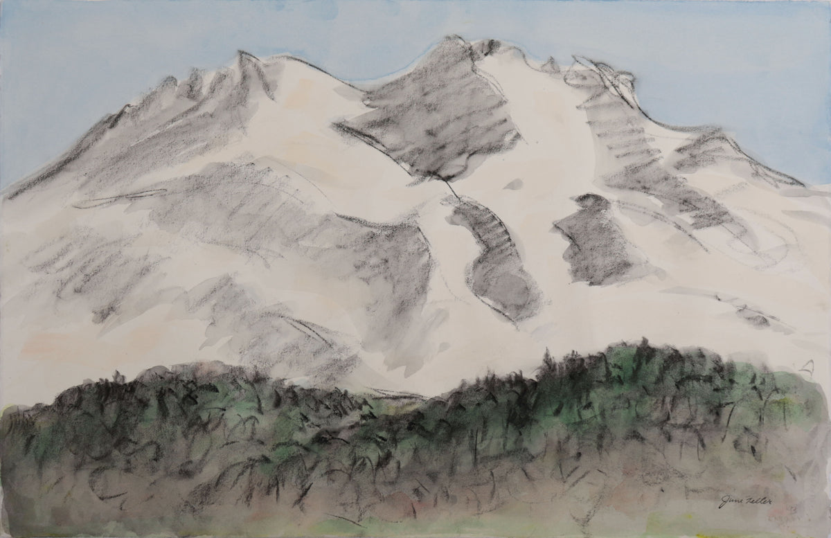 Snowy California Mountains <br>1993 Watercolor &amp; Charcoal <br><br>#D0018