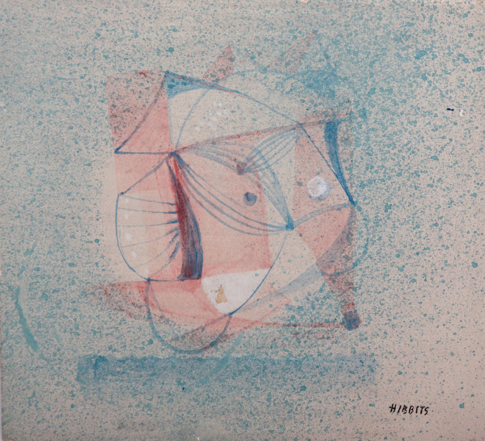 Muted Retro Abstract <br>1940s Watercolor <br><br>#D0019