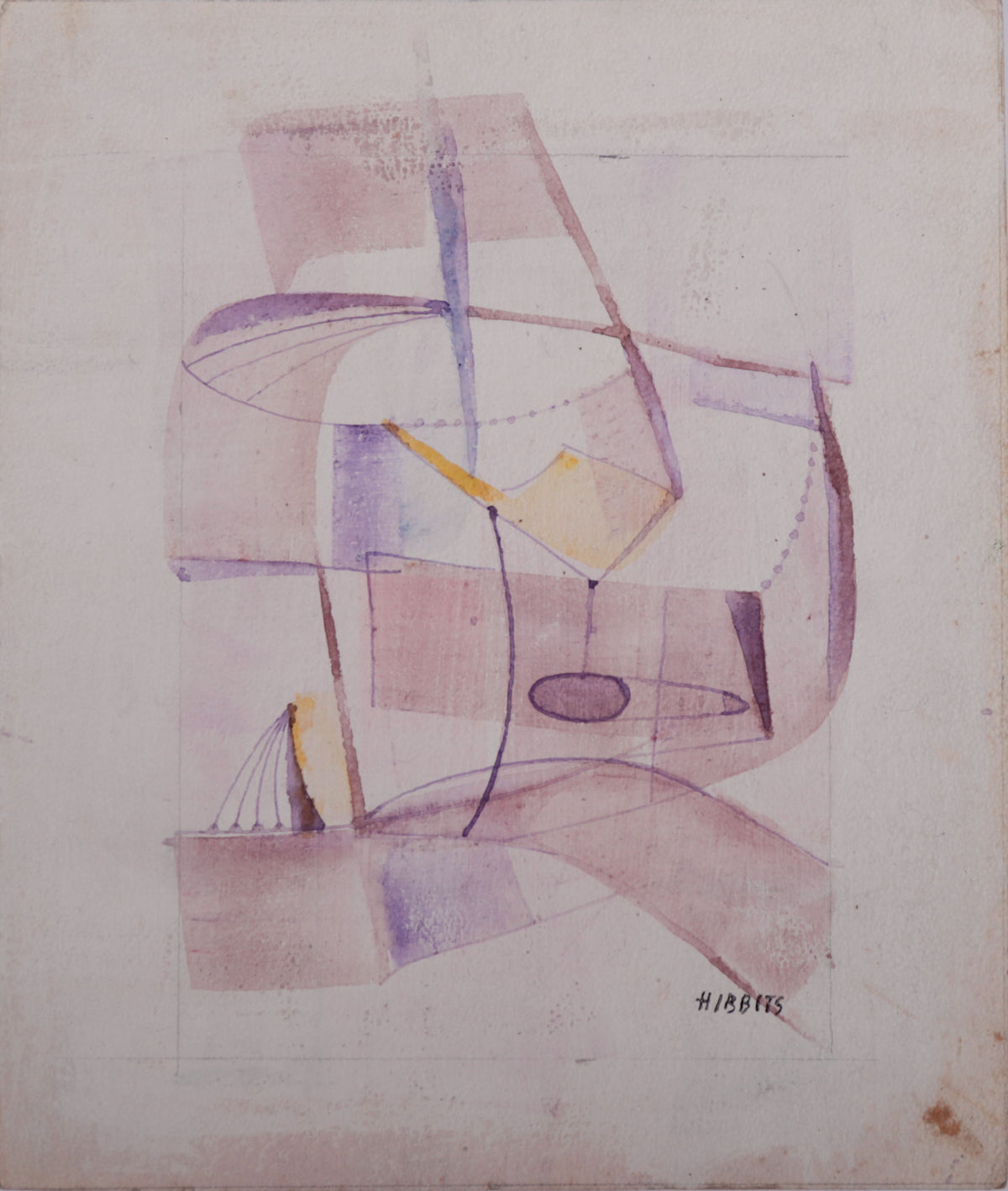 Purple-Toned Abstract <br>1930s Watercolor <br><br>#D0020