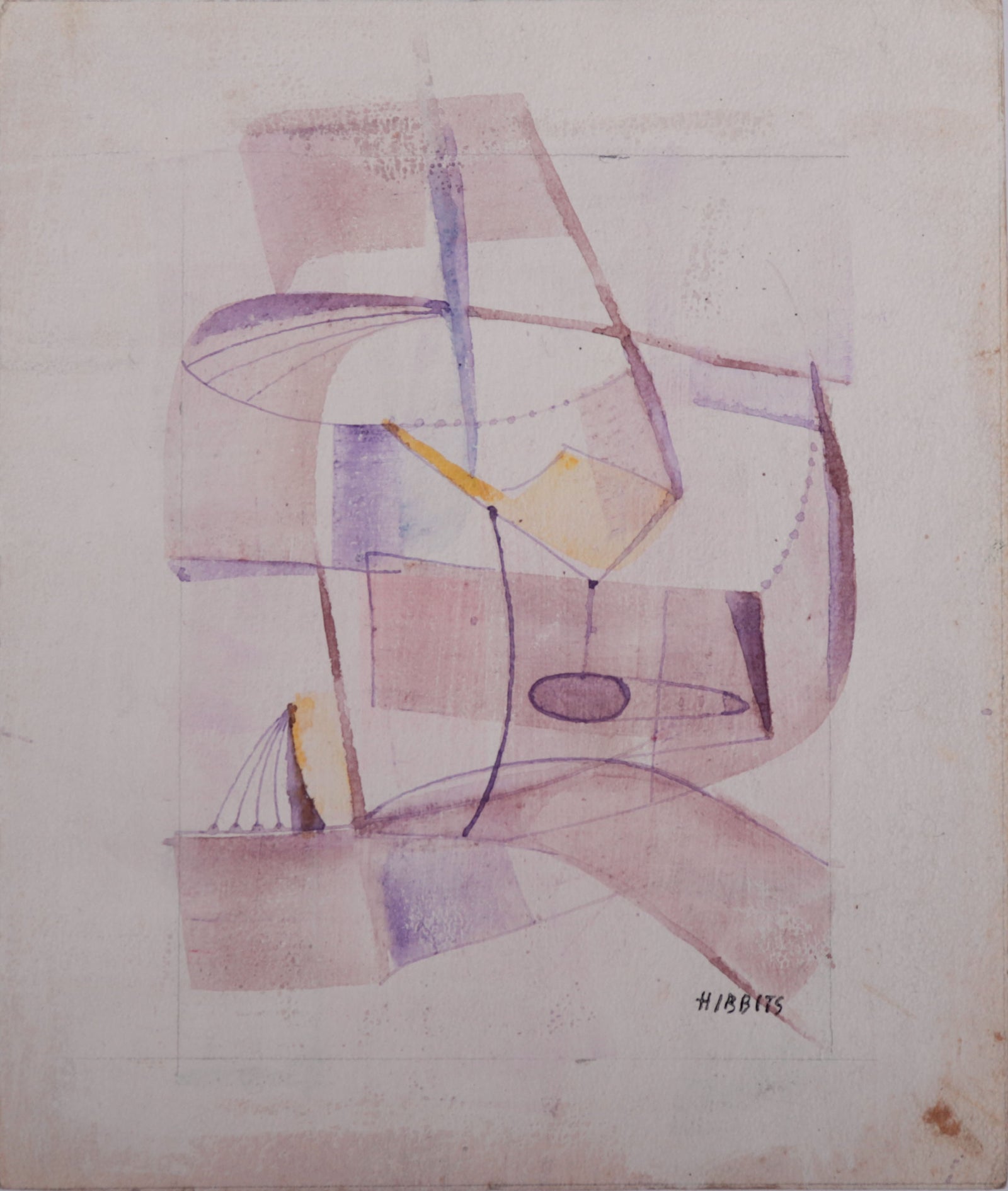 Purple-Toned Abstract <br>1930s Watercolor <br><br>#D0020