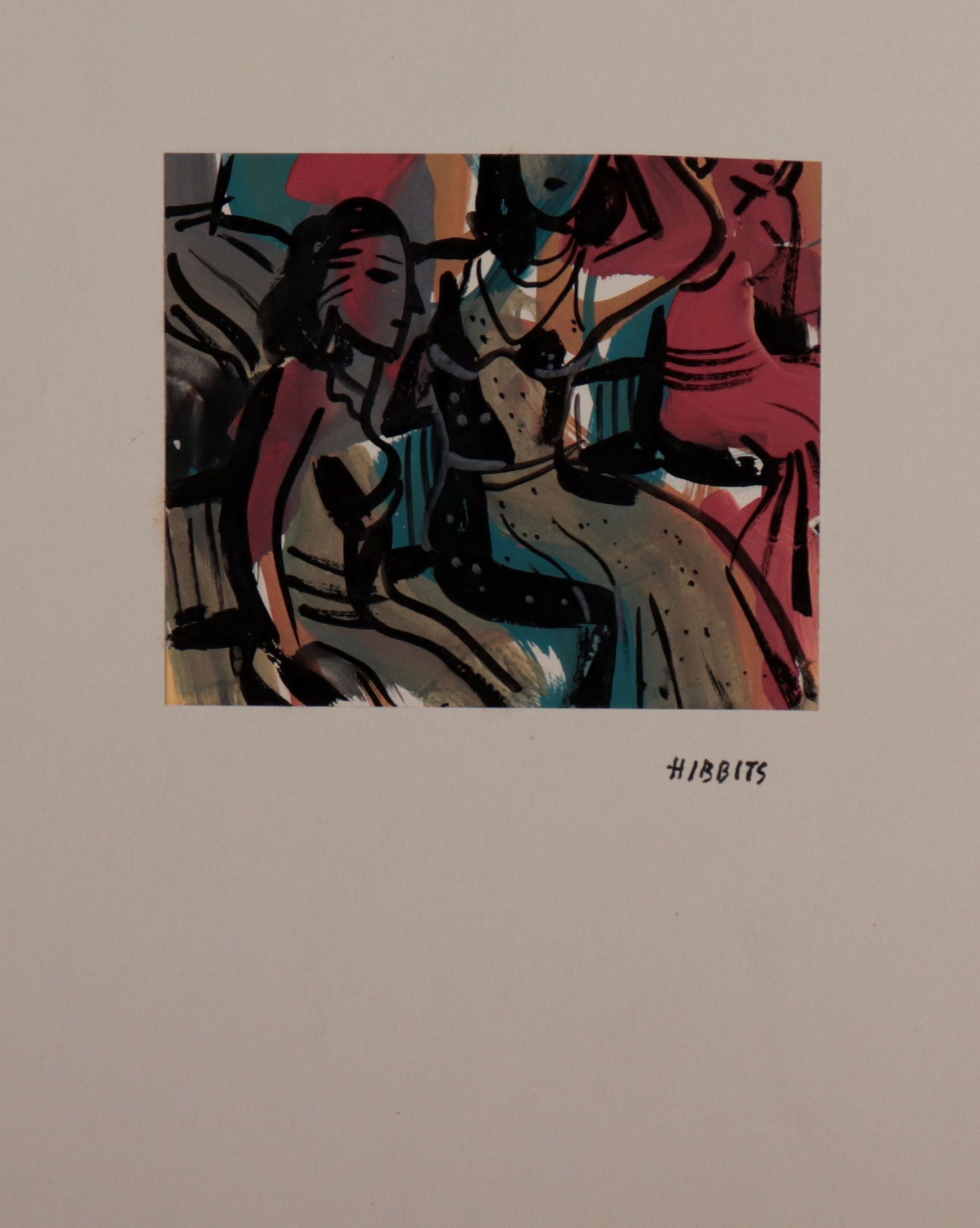 Modernist Female Figures <br>Mid Century Tempera Paint <br><br>#D0021