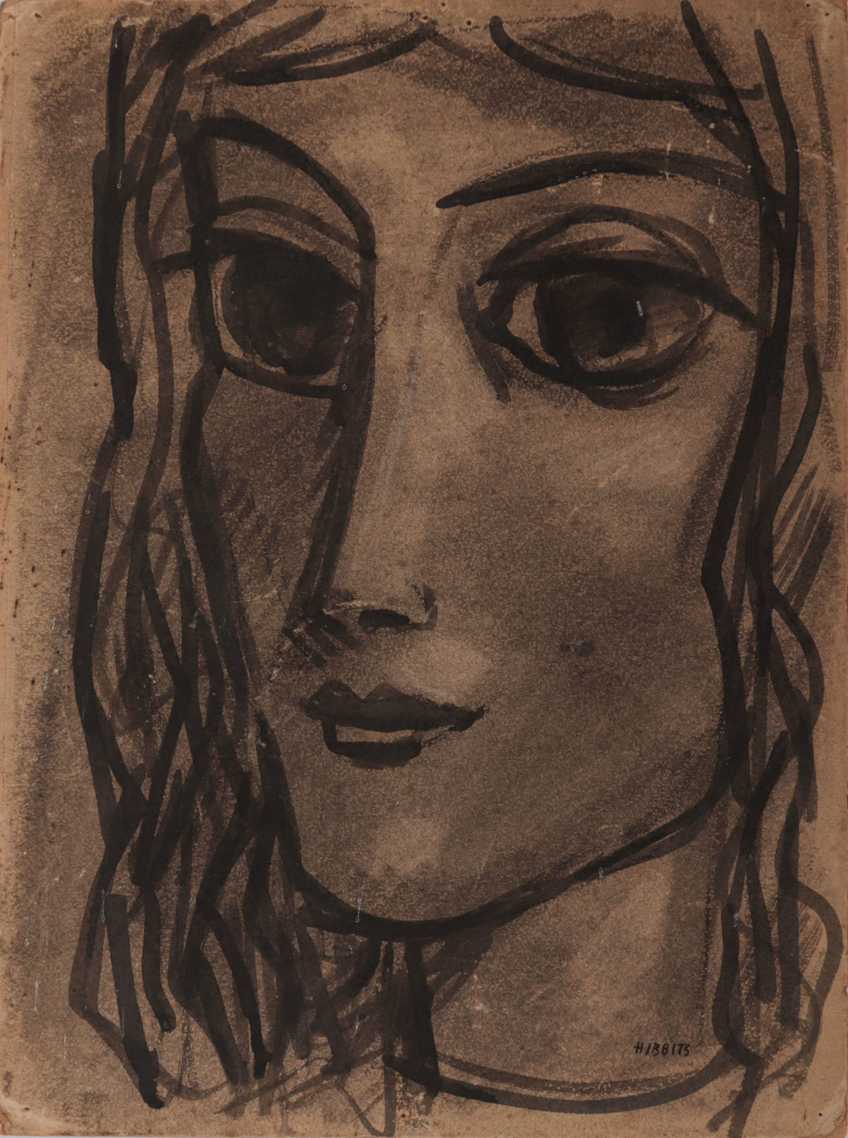 Bold Female Portrait <br>1940s Mixed Media <br><br>#D0025