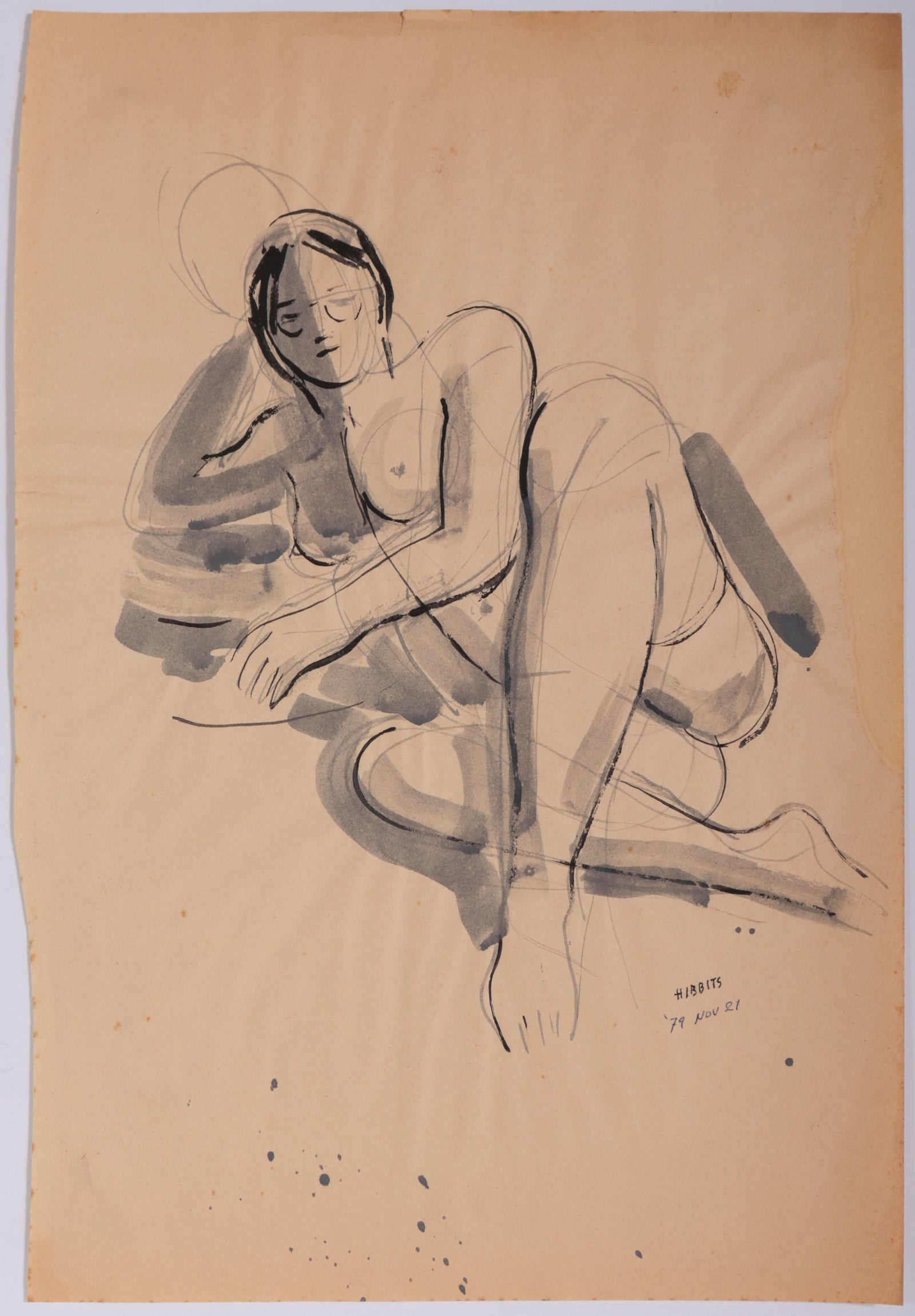 Reclining Female Figure <br>1979 Watercolor <br><br>#D0032