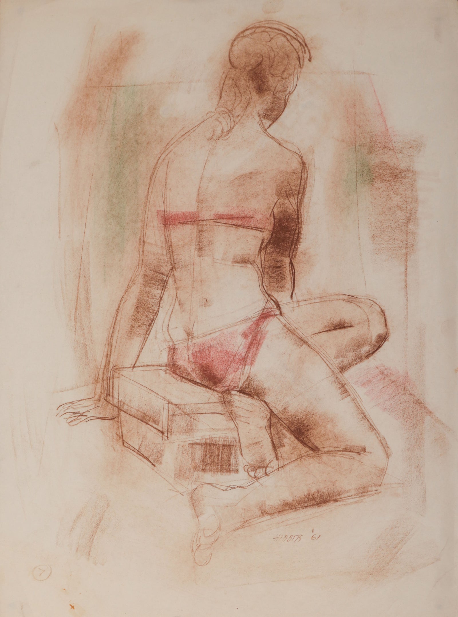 Seated Female Figure <br>1961 Pastel <br><br>#D0038