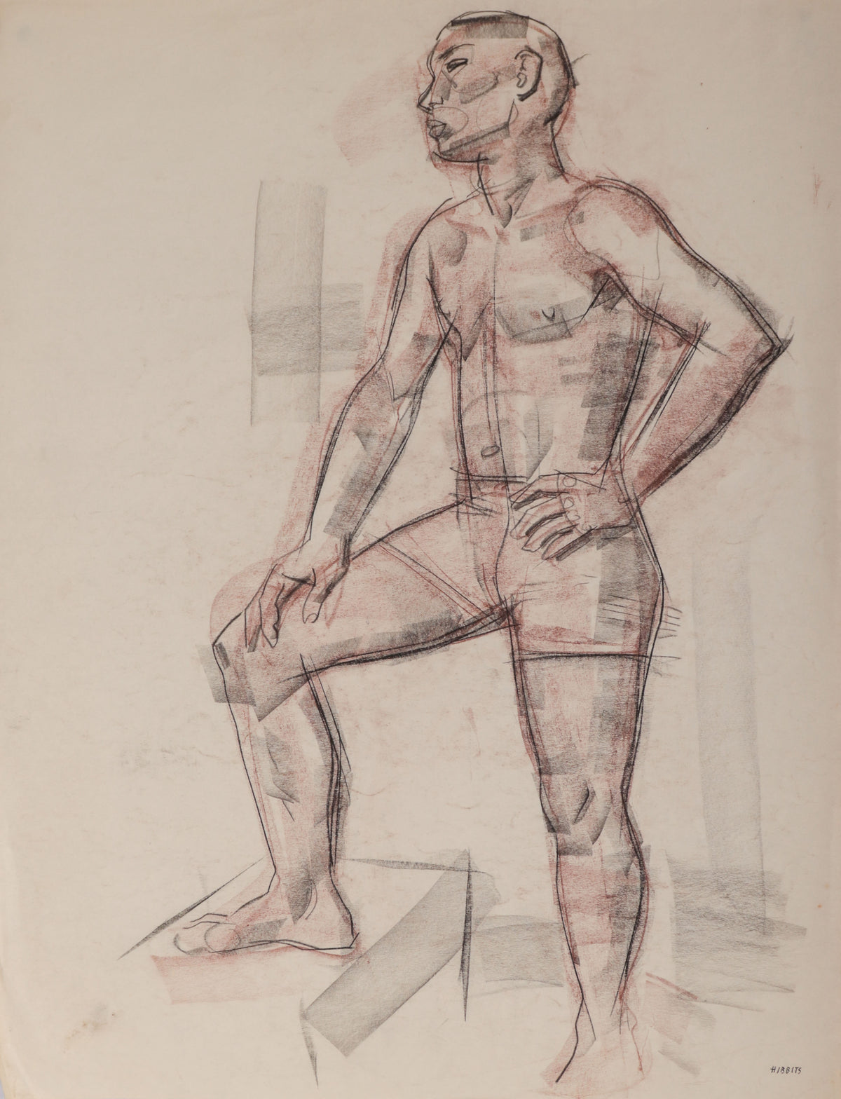 Standing Male Figure <br>1940s Conte Crayon &amp; Charcoal <br><br>#D0041