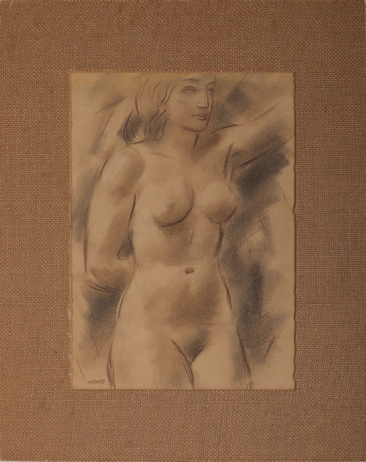 Modernist Nude Study <br>1930s Conte Crayon &amp; Charcoal <br><br>#D0042