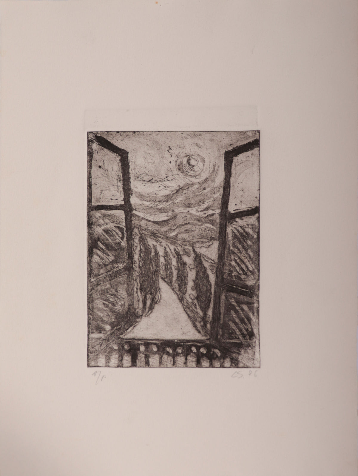 Scene Through a Window <br>1986 Etching <br><br>#D0054