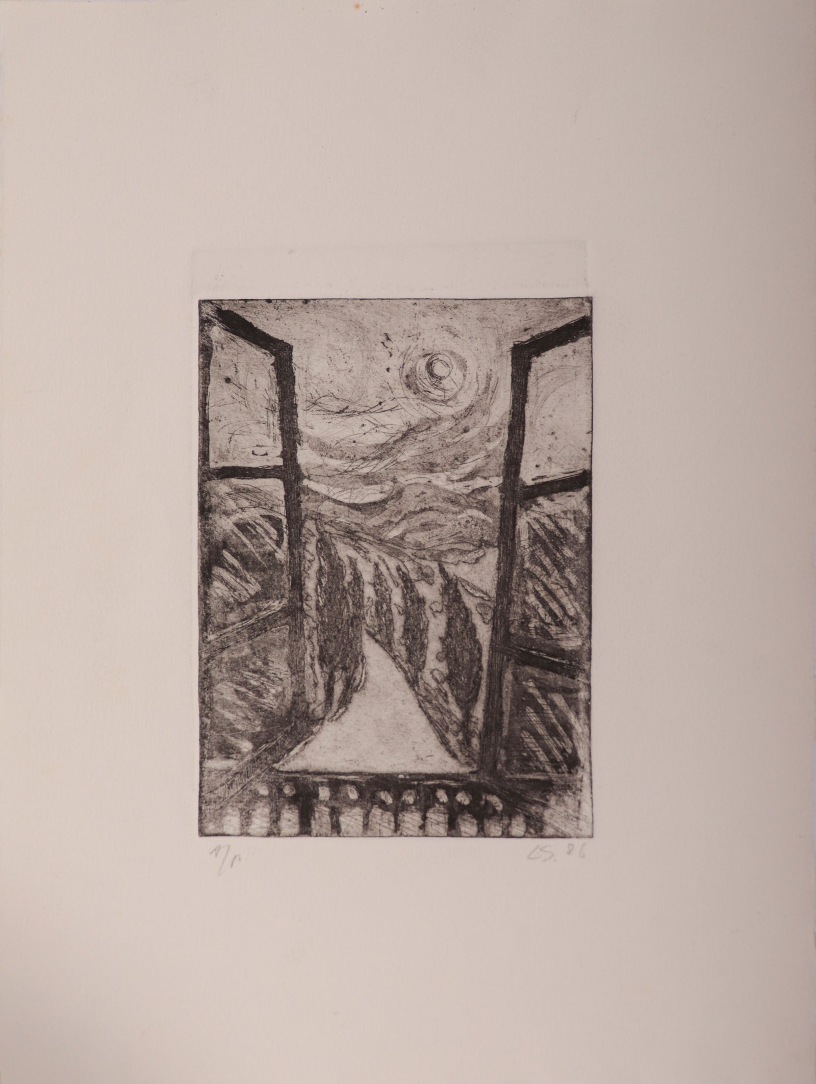 Scene Through a Window <br>1986 Etching <br><br>#D0054