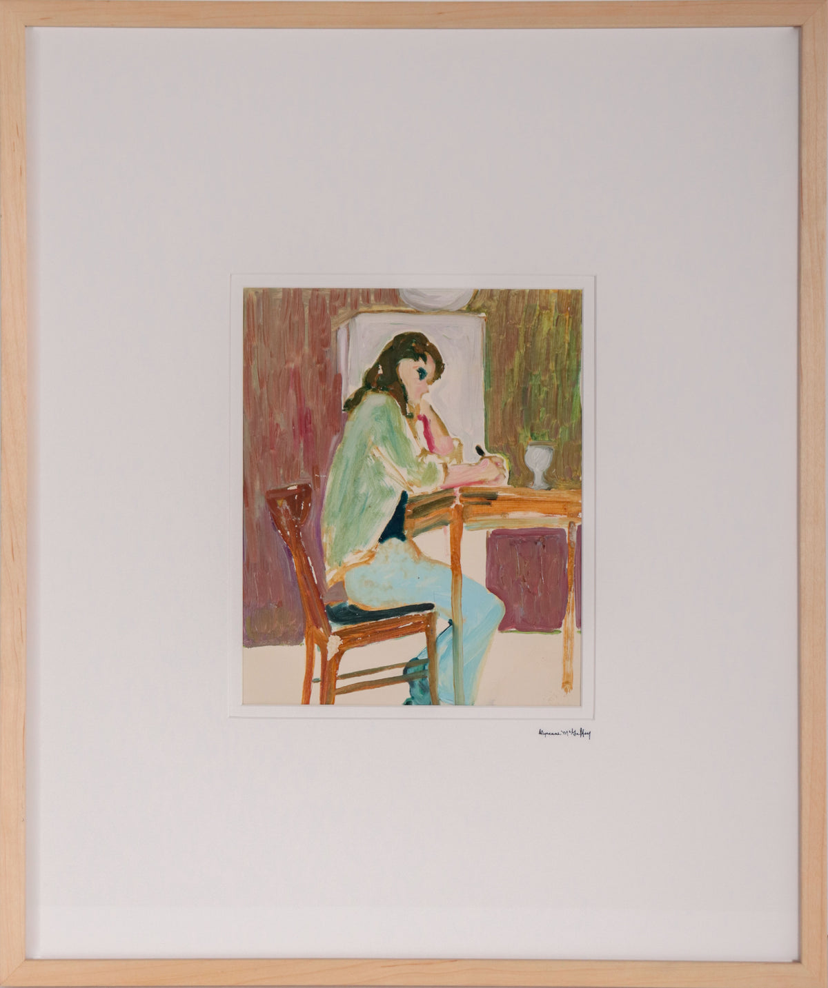 Woman in Contemplation <br>1960s Distemper <br><br>#D0134