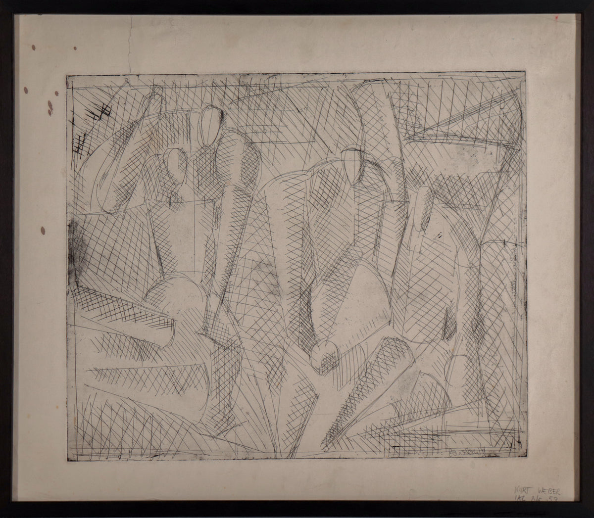 Abstracted Cubist Figures <br>1963 Etching <br><br>#D0144