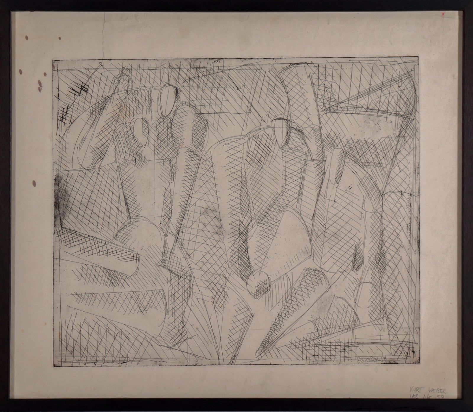Abstracted Cubist Figures <br>1963 Etching <br><br>#D0144