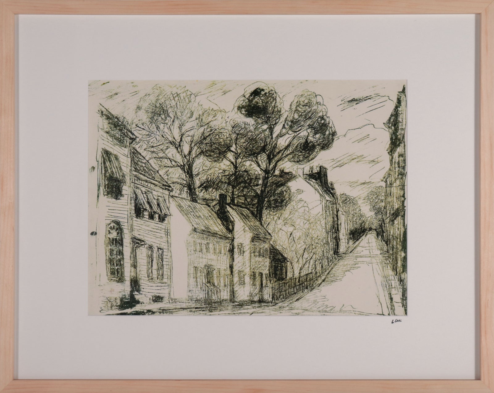 Houses by the Lane <br>1980s Lithograph <br><br>#D0157