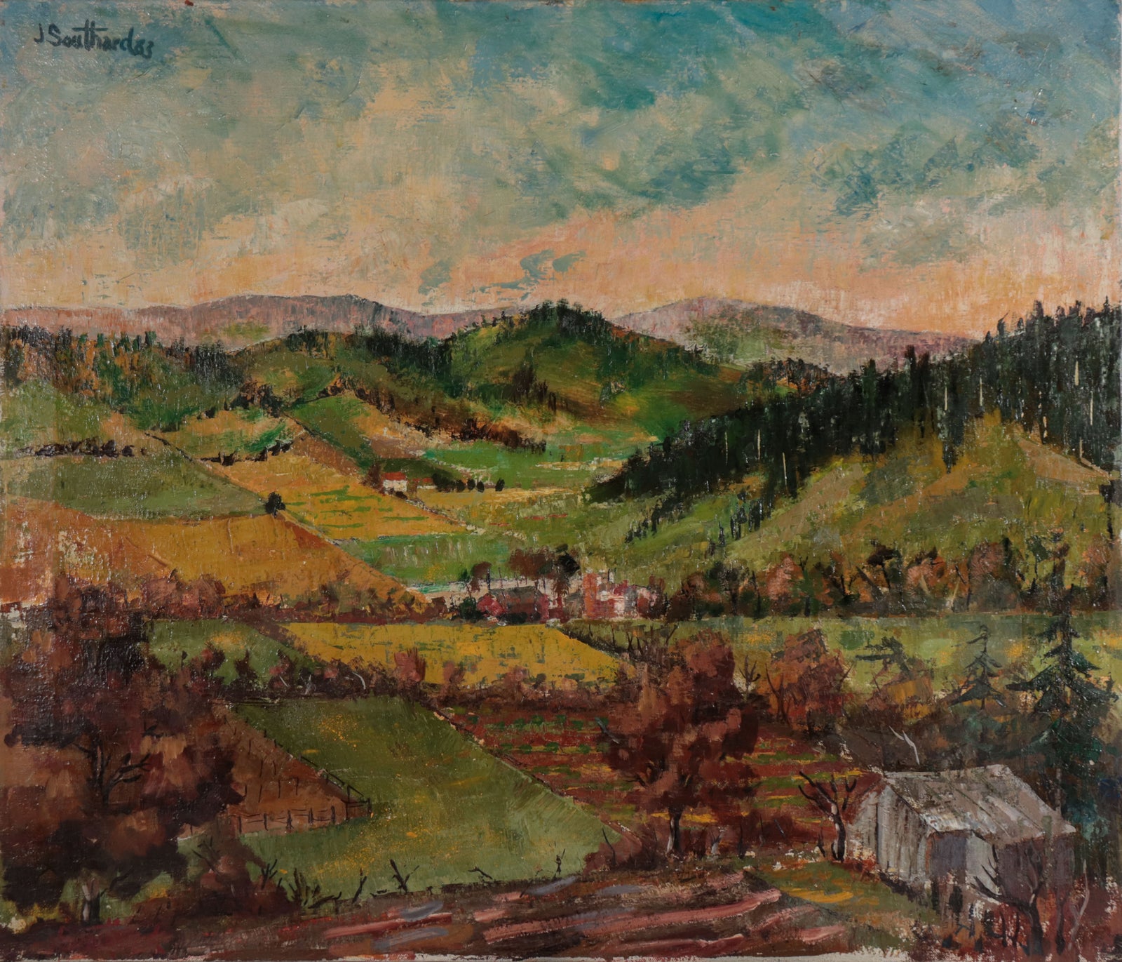 Dreamy California Landscape <br>1983 Oil <br><br>#D0175