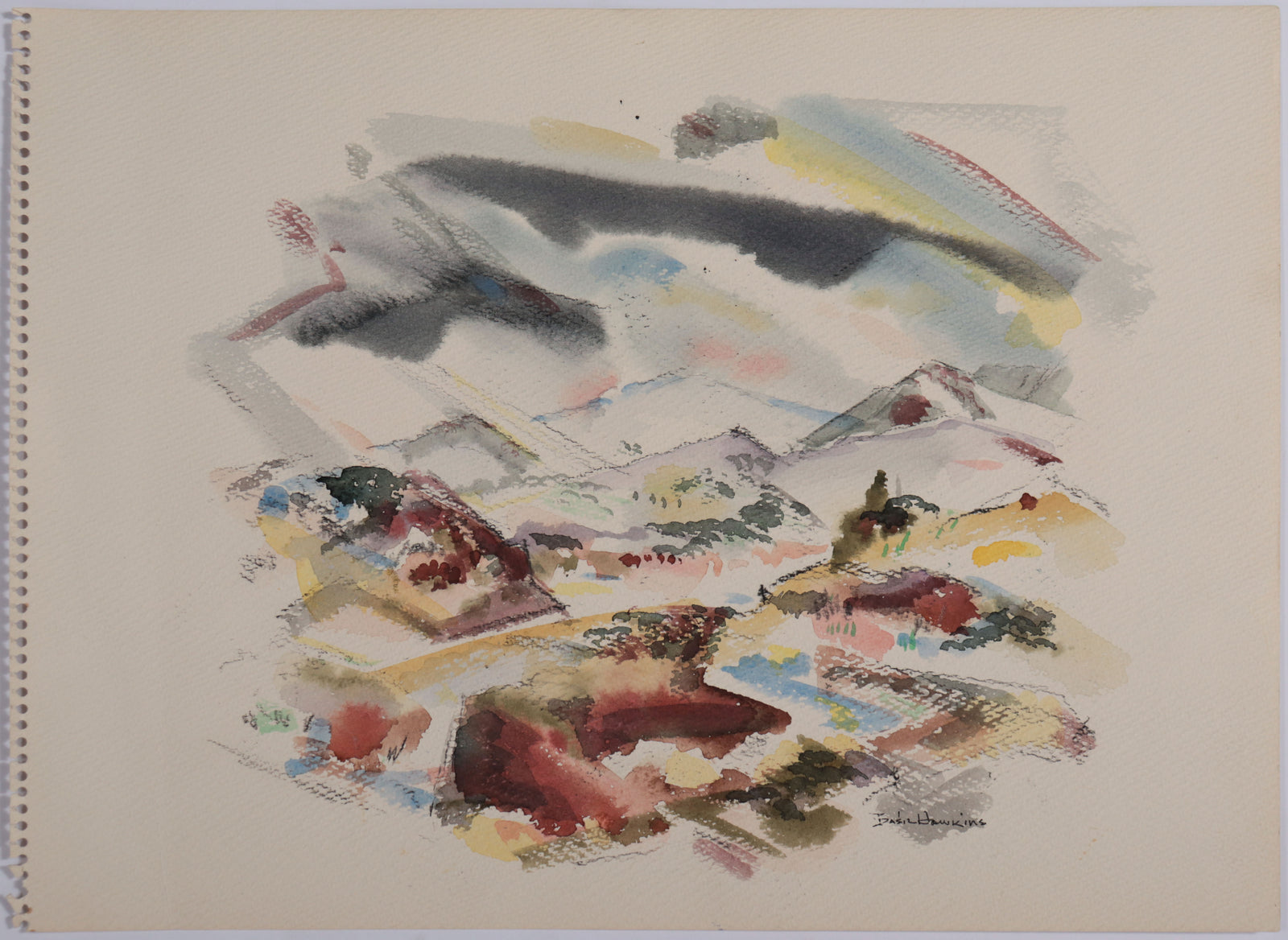 Lyrical Landscape Abstraction <br>1950s Watercolor <br><br>#D0186