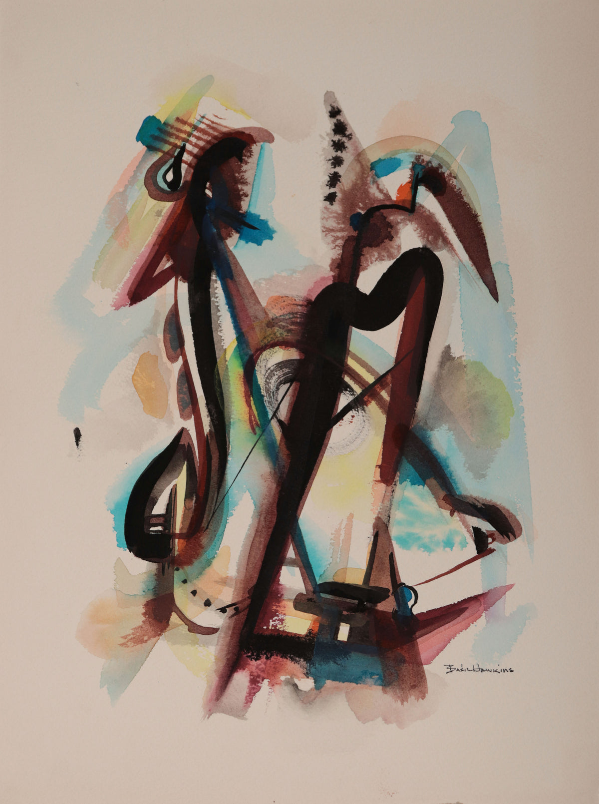 Surreal Lyrical Abstract <br>1950s Gouache <br><br>#D0191