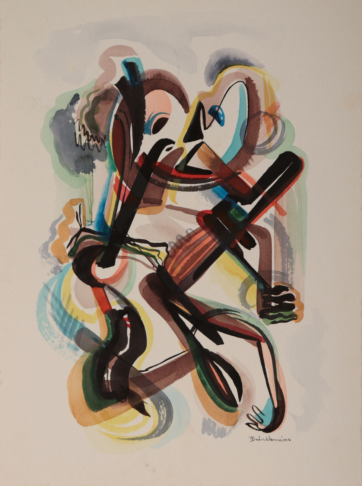 Bold Lyrical Abstract <br>1950s Gouache <br><br>#D0192