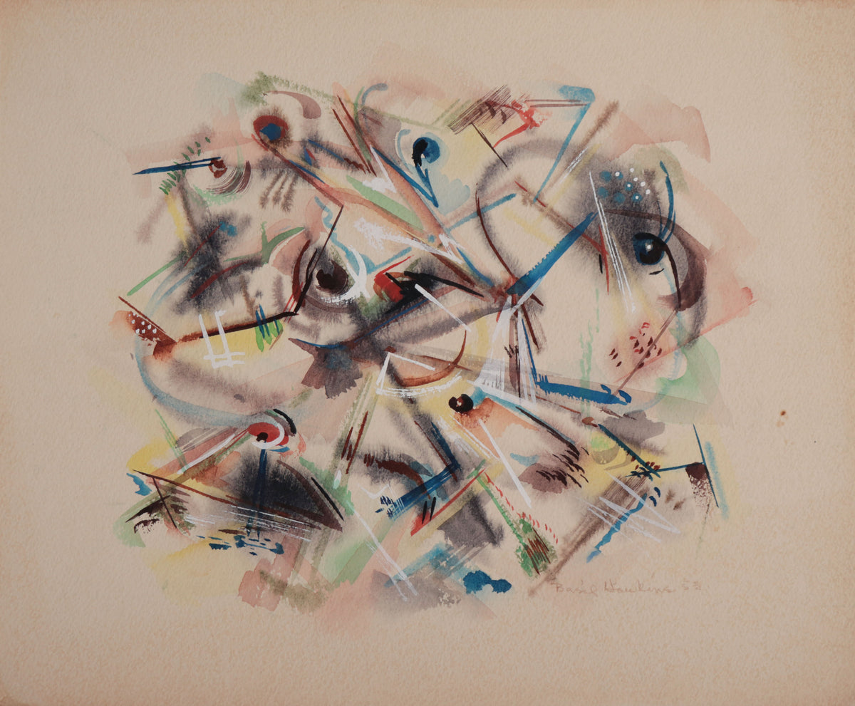 Chaotic Surreal Abstract <br>1953 Gouache <br><br>#D0194