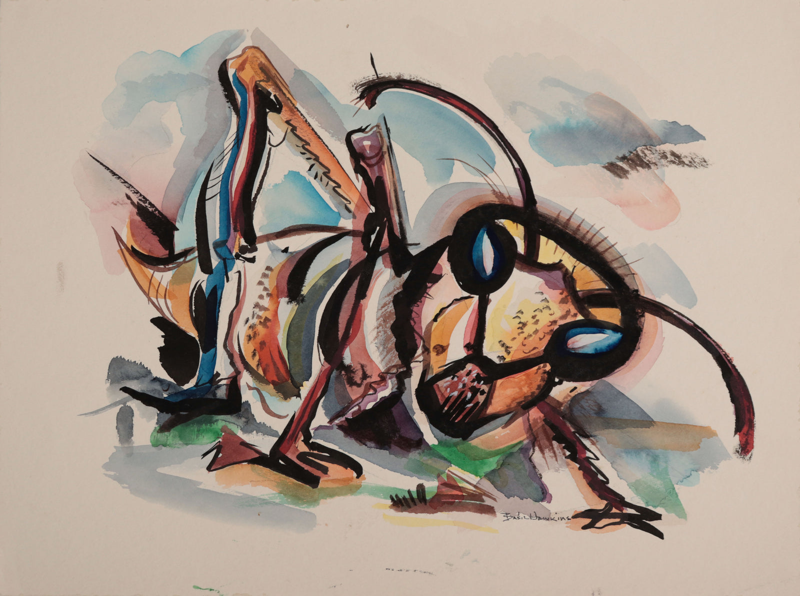 Lyrical Insect Abstraction <br>1950s Gouache <br><br>#D0200