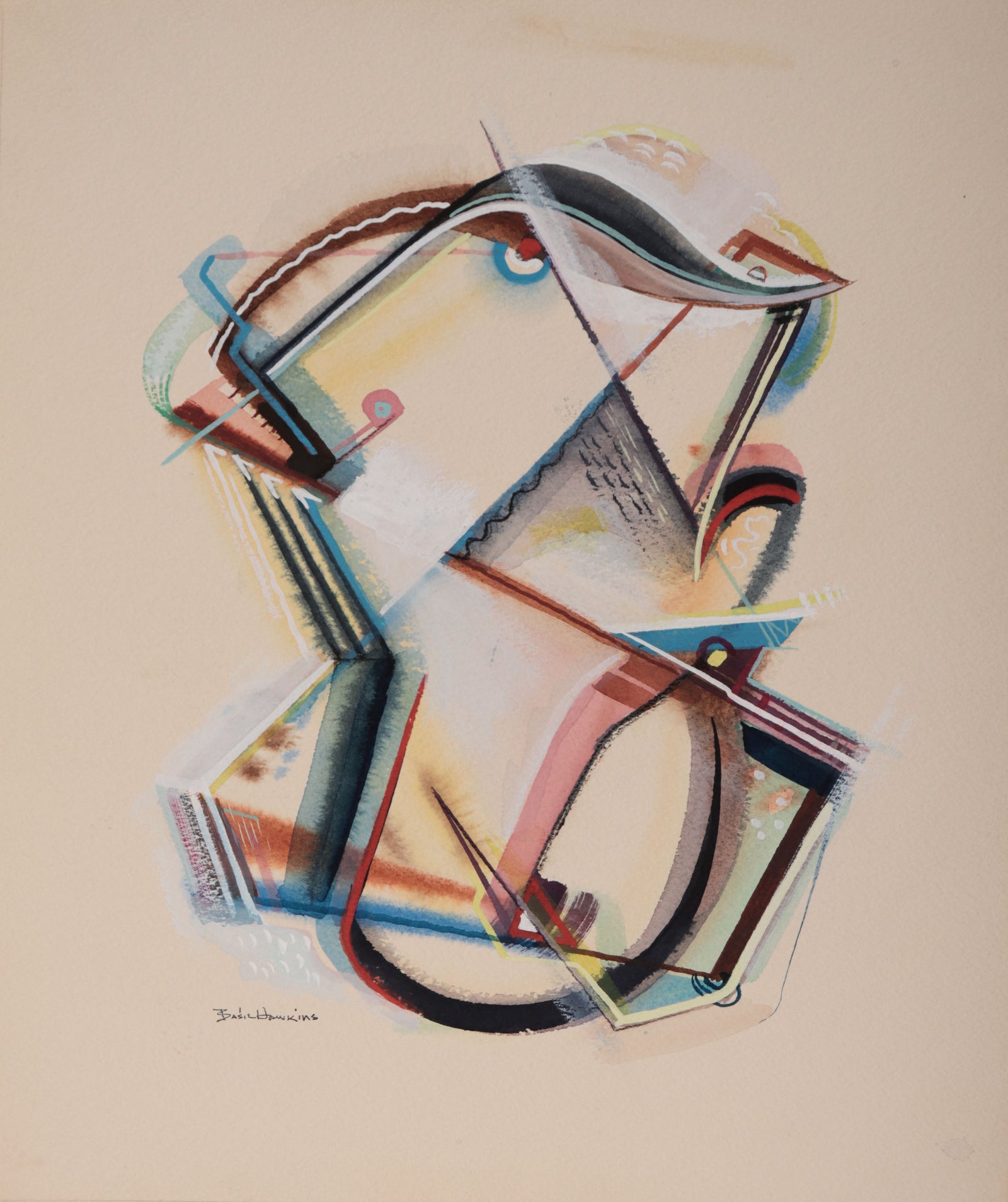 Surreal Composition <br>1950s Gouache <br><br>#D0201