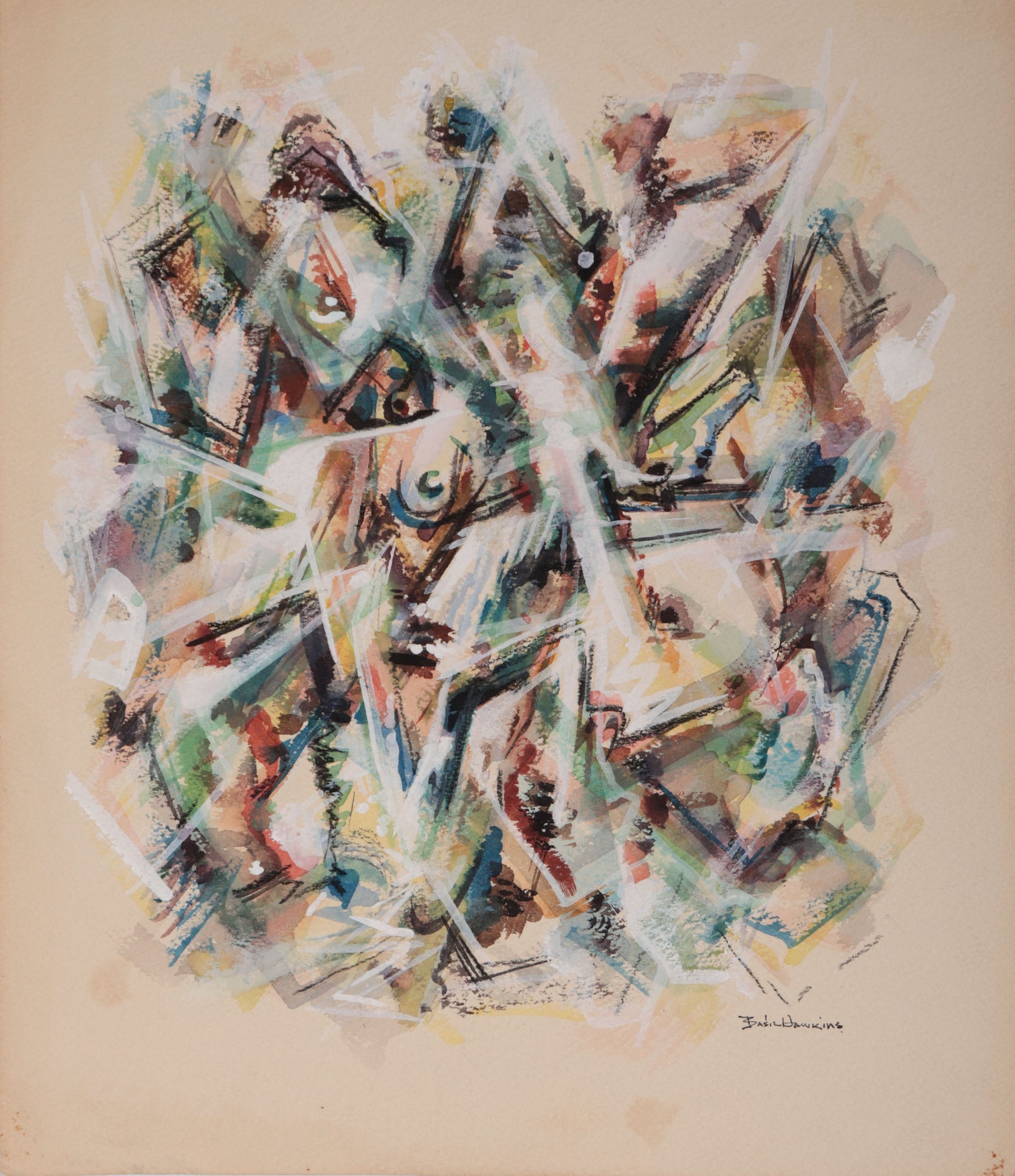Frenetic Surreal Abstract <br>1950s Gouache <br><br>#D0202