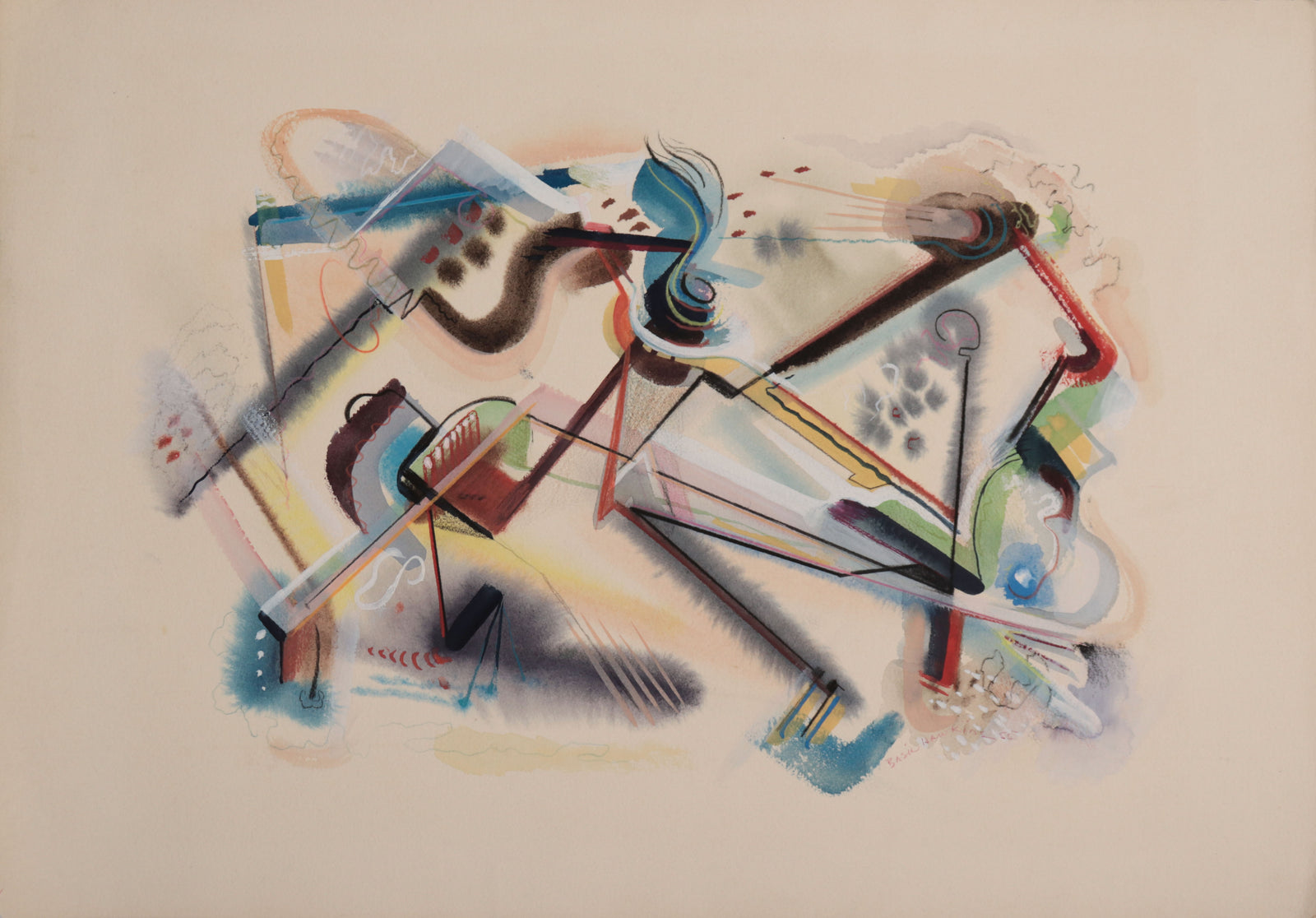 Fantastical Angular Abstract <br>1955 Gouache <br><br>#D0204