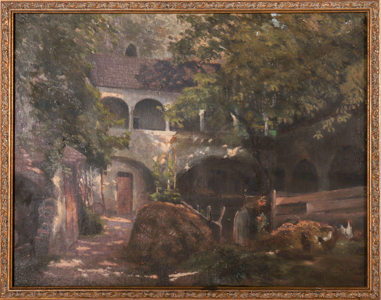 Sunny & Shadowed Scene <br>1914 Oil <br><br>#D0283