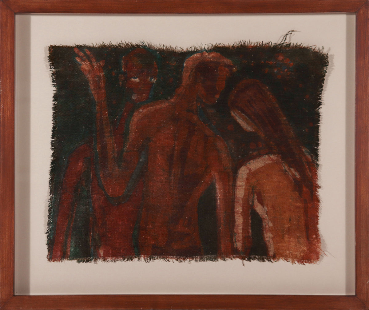 <i>Encounter</i> <br>1960s Batik on Linen <br><br>#D0342