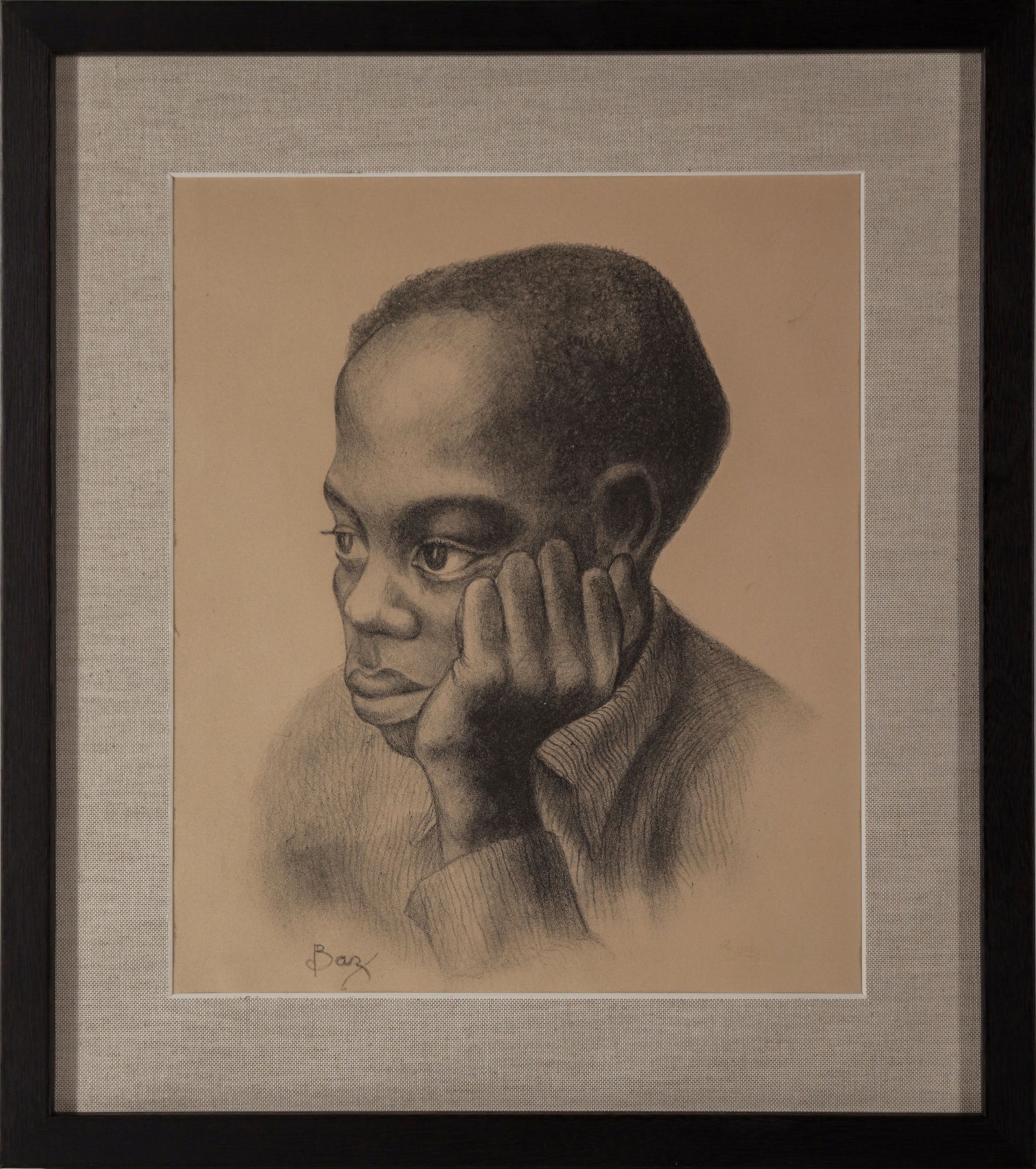 WPA Era Portrait of a Young Man <br>1930-40s Lithograph <br><br>#D0369
