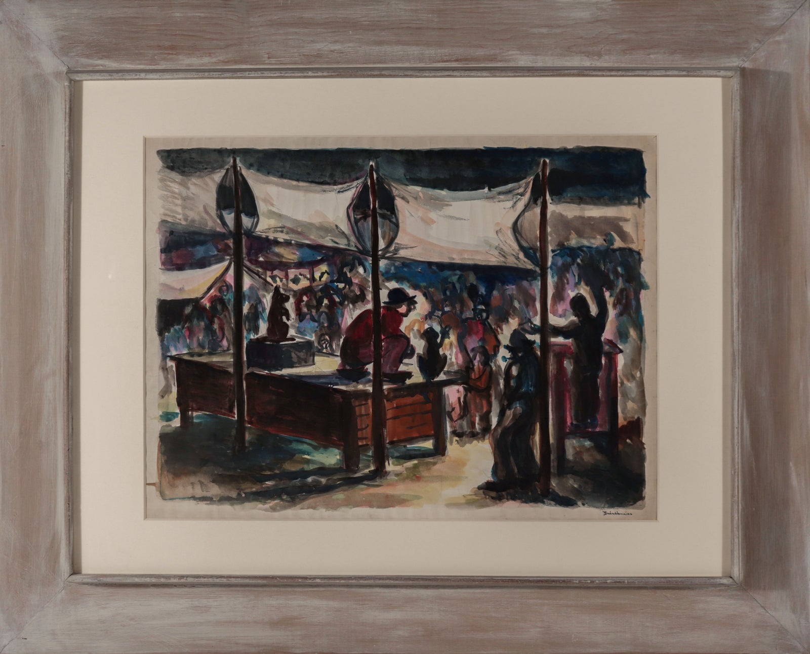 <i>Study for "Side Show"</i> <br>1930-40s Watercolor <br><br>#D0373