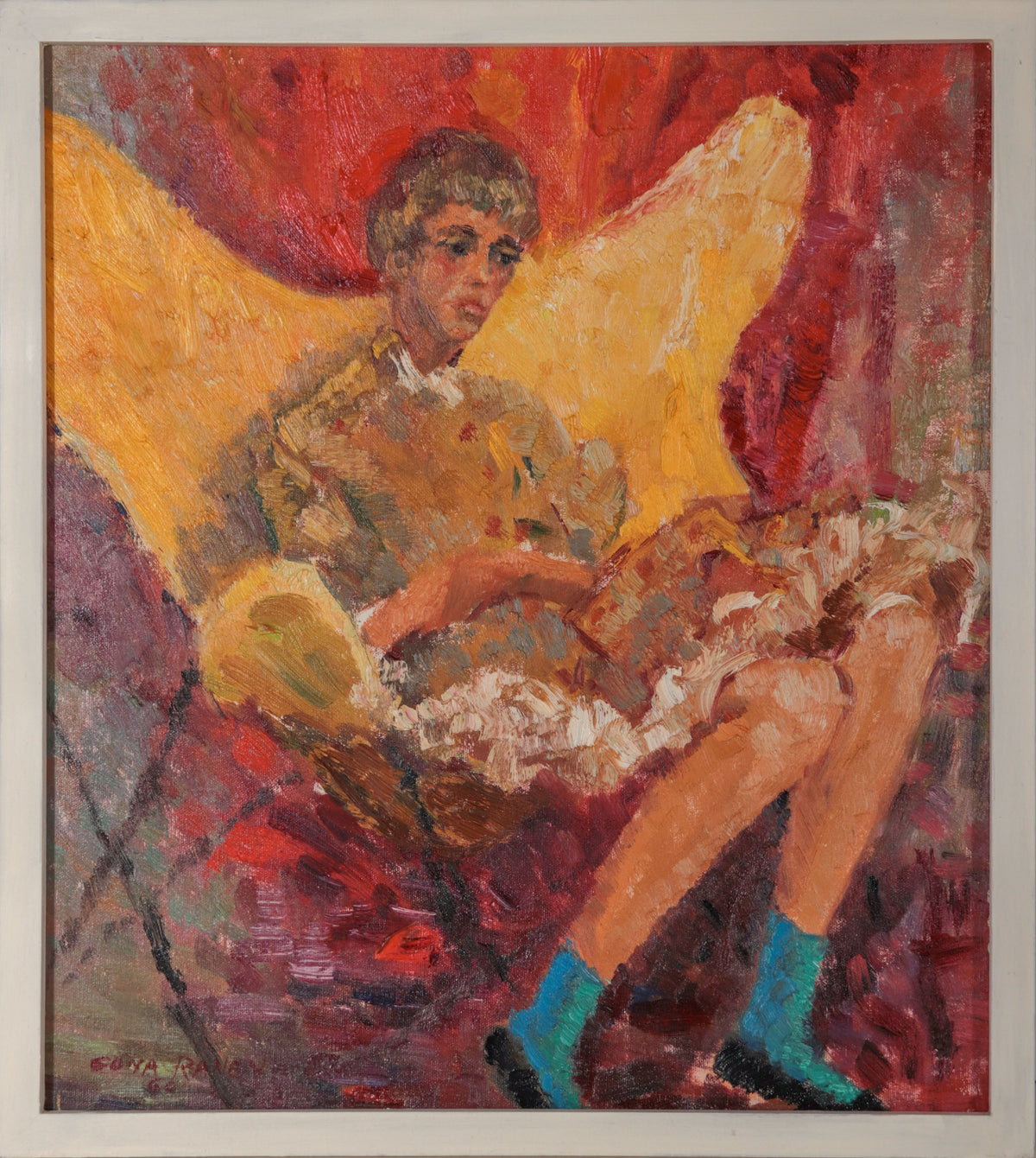 Contemplative Seated Female Figure <br>1960 Oil <br><br>#D0425