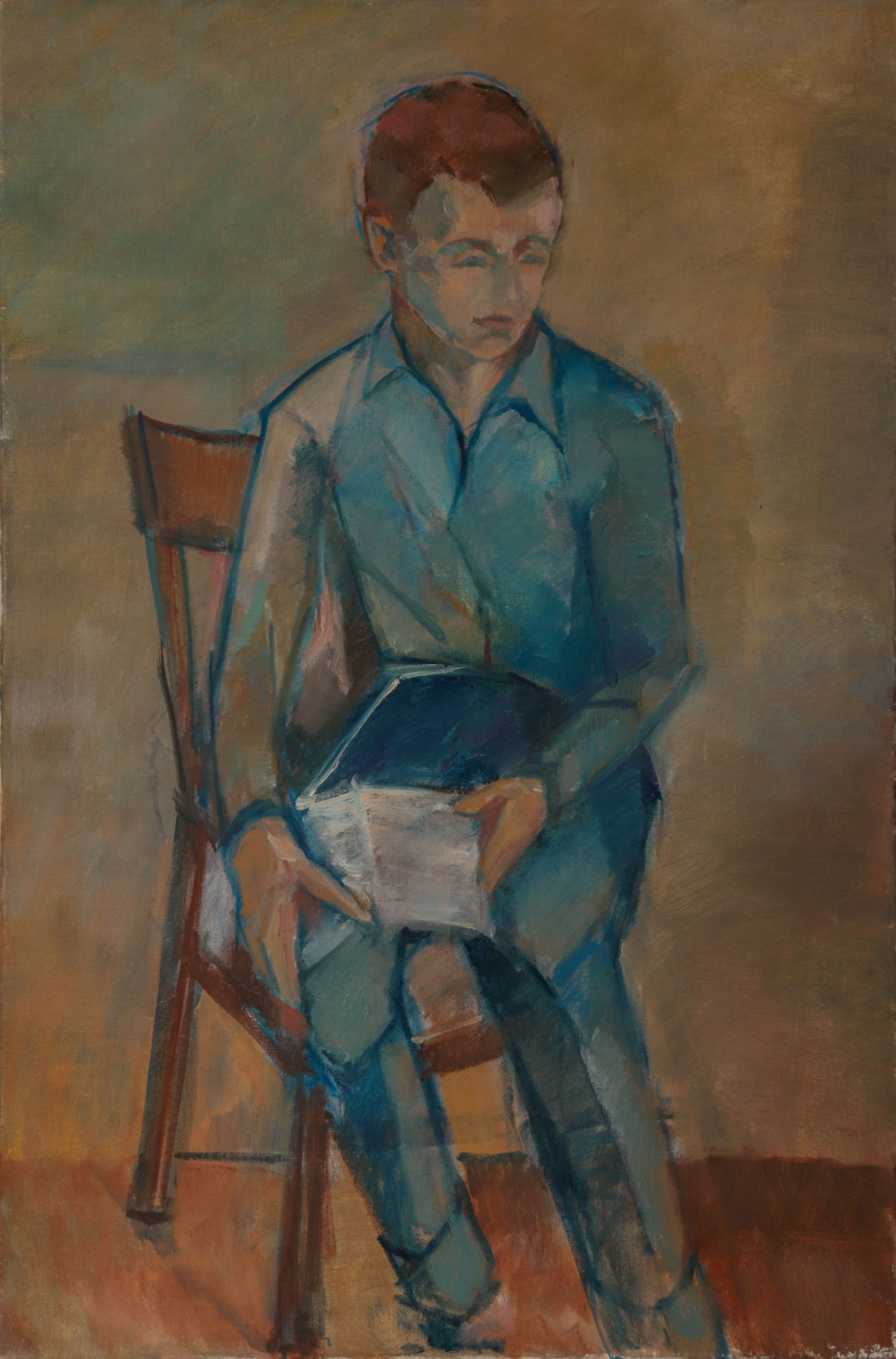 <i>Portrait of Jon (Son)</i> <br>Mid Century Oil <br><br>#D0462