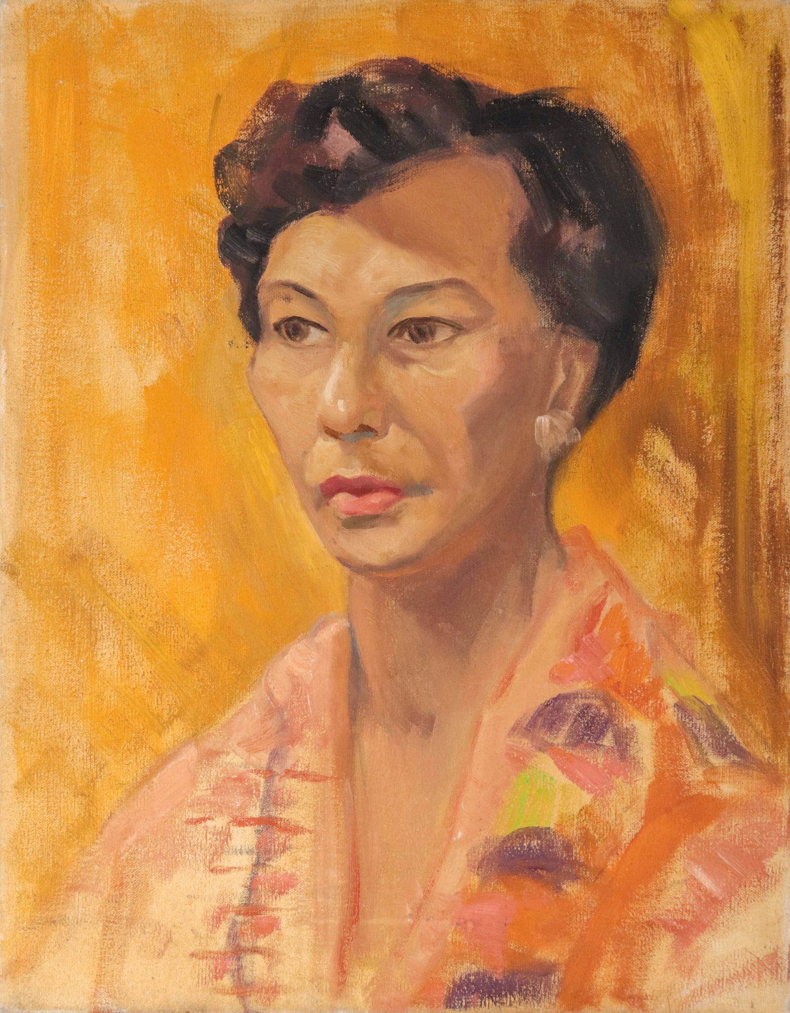 Sunny Female Portrait <br>1950s Oil <br><br>#D0483