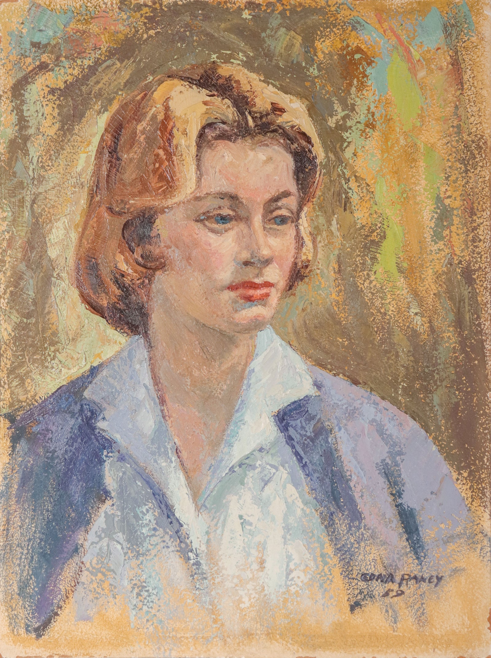 Elegant Female Portrait <br>1959 Oil <br><br>#D0486