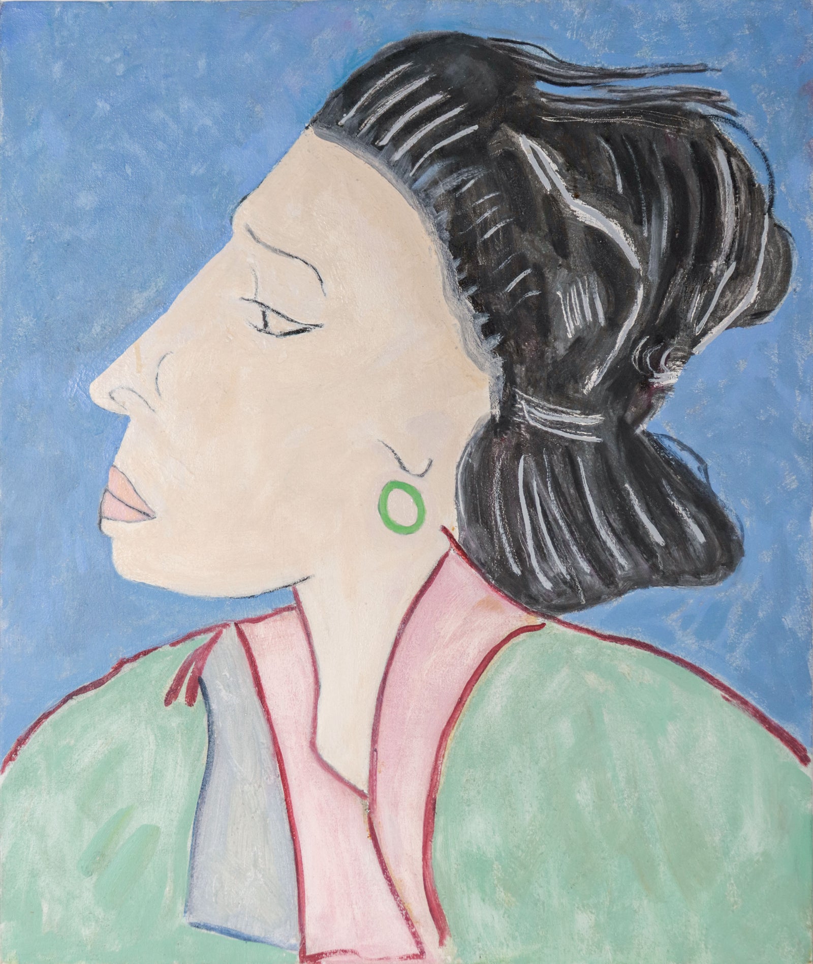 Matisse-Style Portrait<br>Mid Century Oil <br><br>#D0488