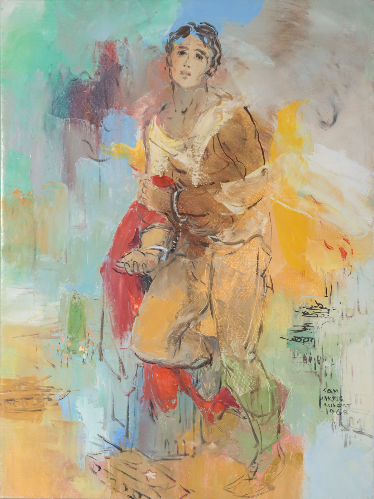 <i>Wencesles Square, Prague</i> <br>1968 Oil <br><br>#D0490