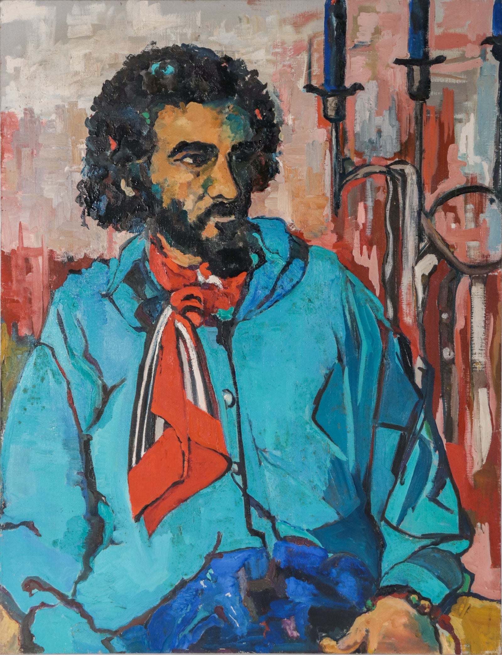 Alfredo Sitting <br>1970s Oil <br><br>#D0493